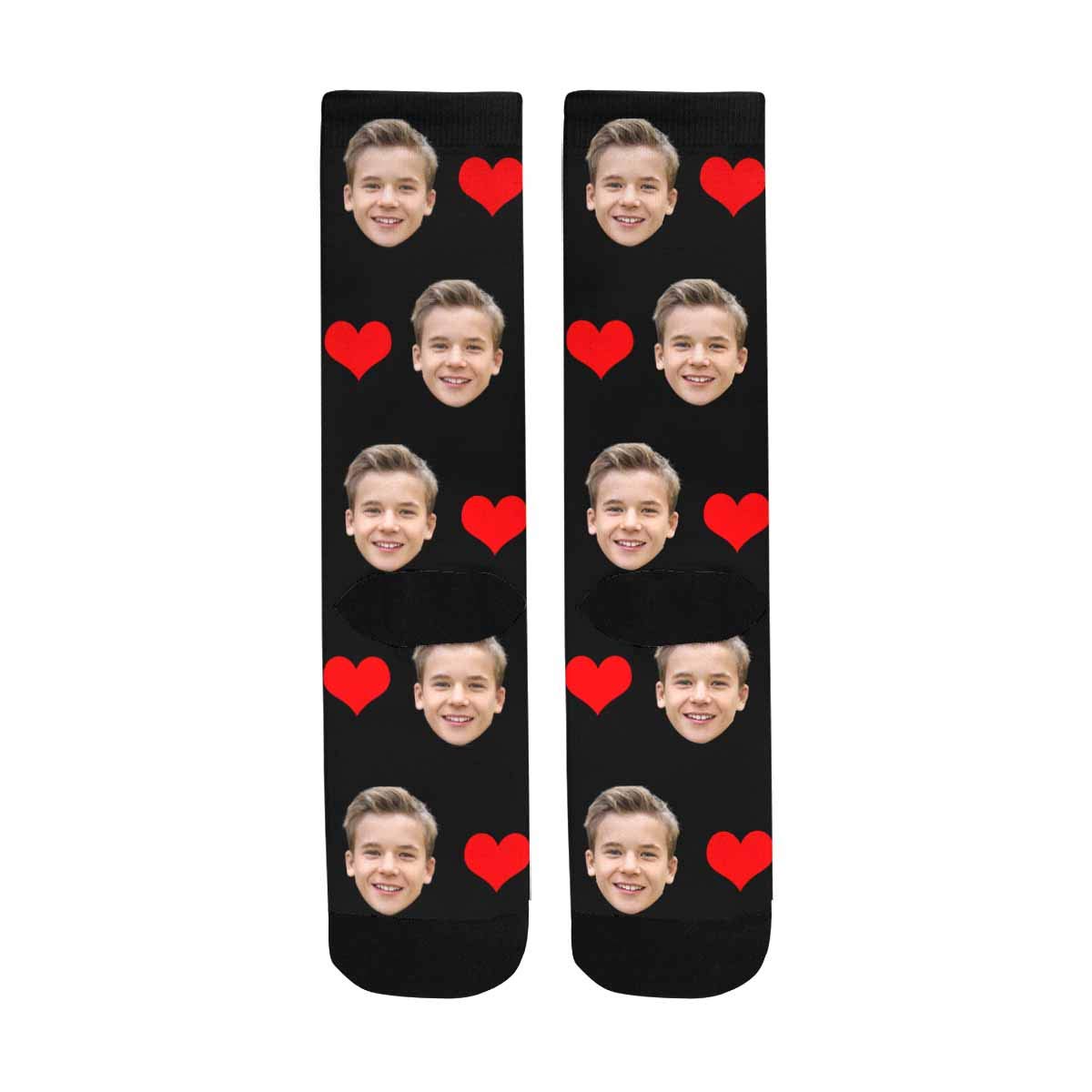 Custom Photo Pet Face Socks - Personalized Heart Print Crew Socks for Men & Women - Fun Gift for Pet Lovers, Couples & Sock Enthusiasts - Perfect for Holidays, Birthdays & Everyday Wear