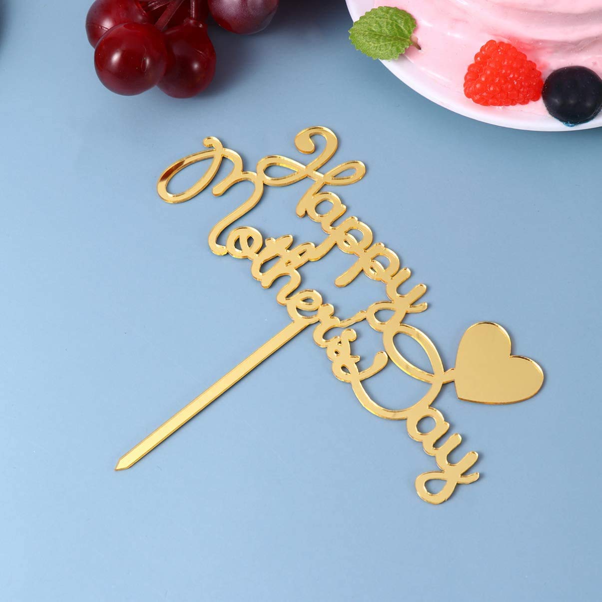 10pcs Happy Mother's Day Cake Toppers - Acrylic Cake Decorations for Birthday, Wedding & Party - Golden Cake Picks for DIY Baking & Celebration Gifts