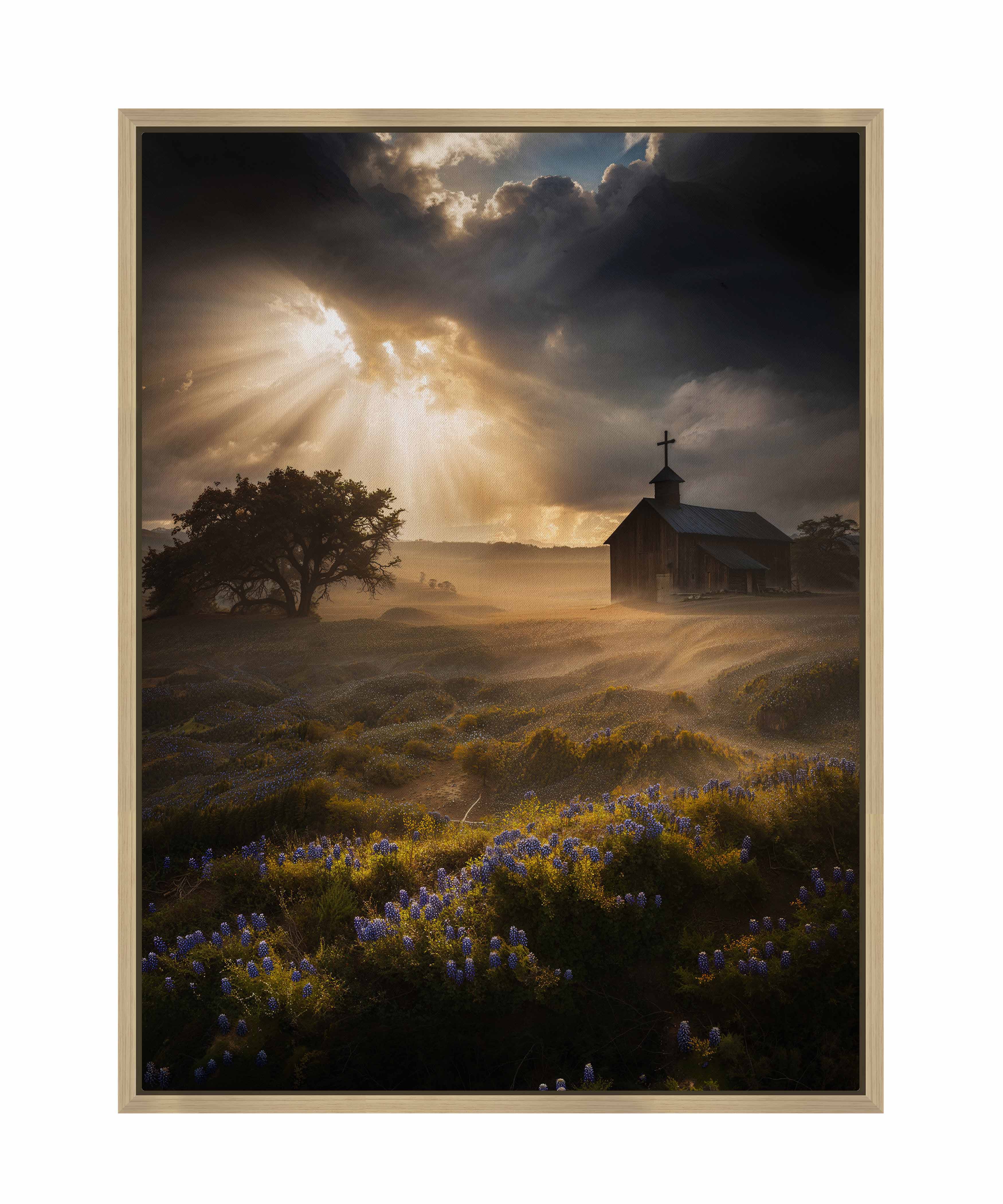 Celestial Rays Over Lone Star Land II - Stunning Galaxy Space Art Print on Gallery Wrapped Canvas - Perfect for Living Room, Bedroom & Office Wall Decor