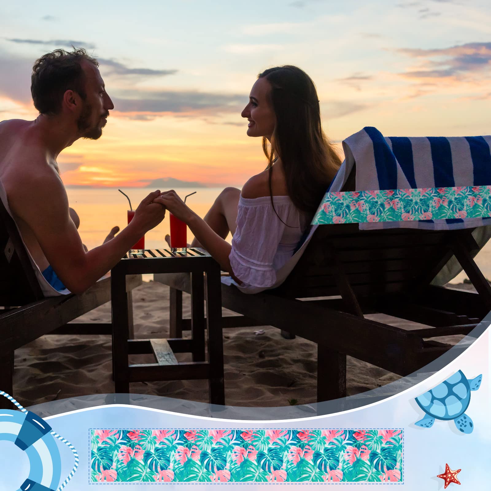 8 Pack Large Elastic Towel Bands for Beach Chairs - 15.75