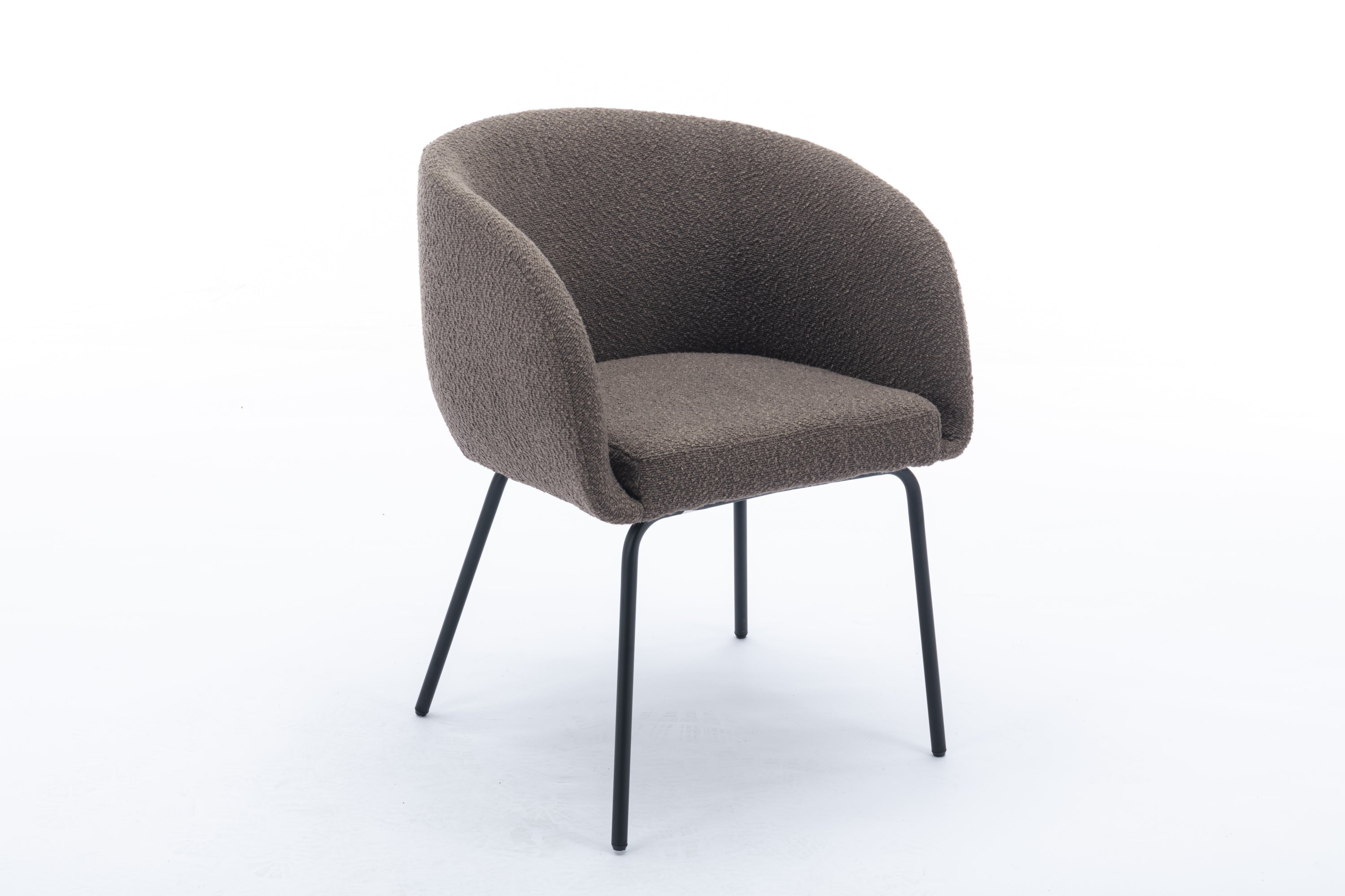 Boucle Fabric Dining Chair with Black Metal Legs - Set of 1 - Modern Upholstered Accent Chair for Kitchen, Dining Room, or Office
