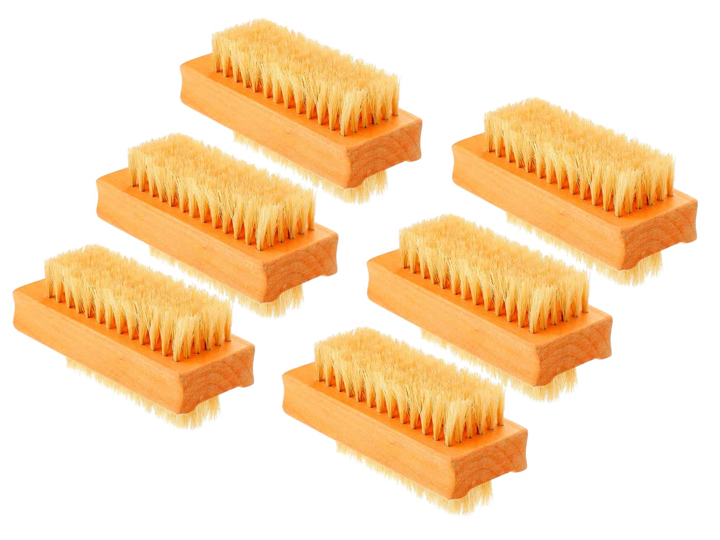 6-Piece Wooden Nail Brush Set - Double Sided Nail Cleaning & Scrub Brush for Manicure & Pedicure - Natural Wood Nail Care Supplies for Home Salon & Spa Use