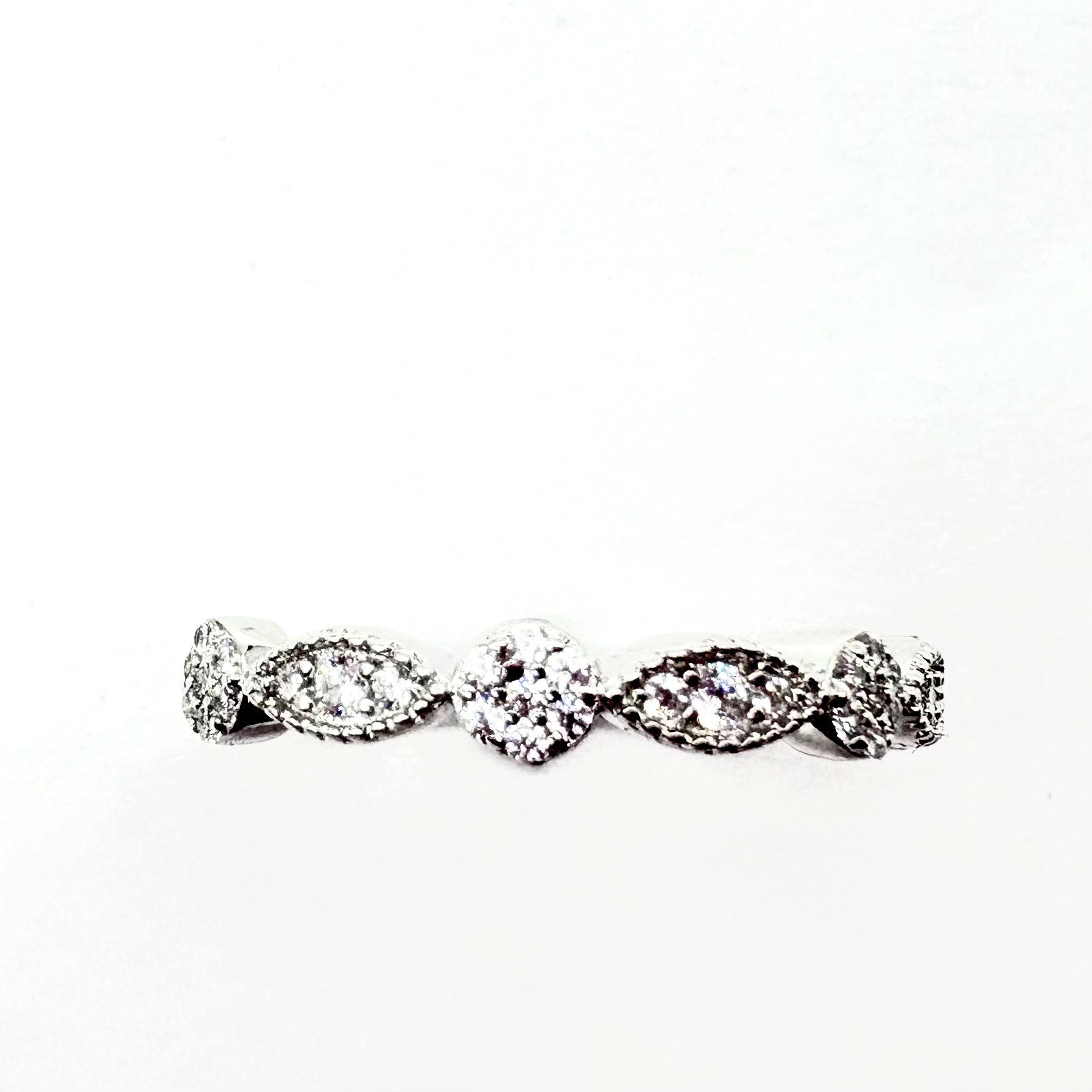 Sterling Silver CZ Round Milgrain Scalloped Band Ring for Women - Elegant Wedding, Engagement, Anniversary Jewelry Gift
