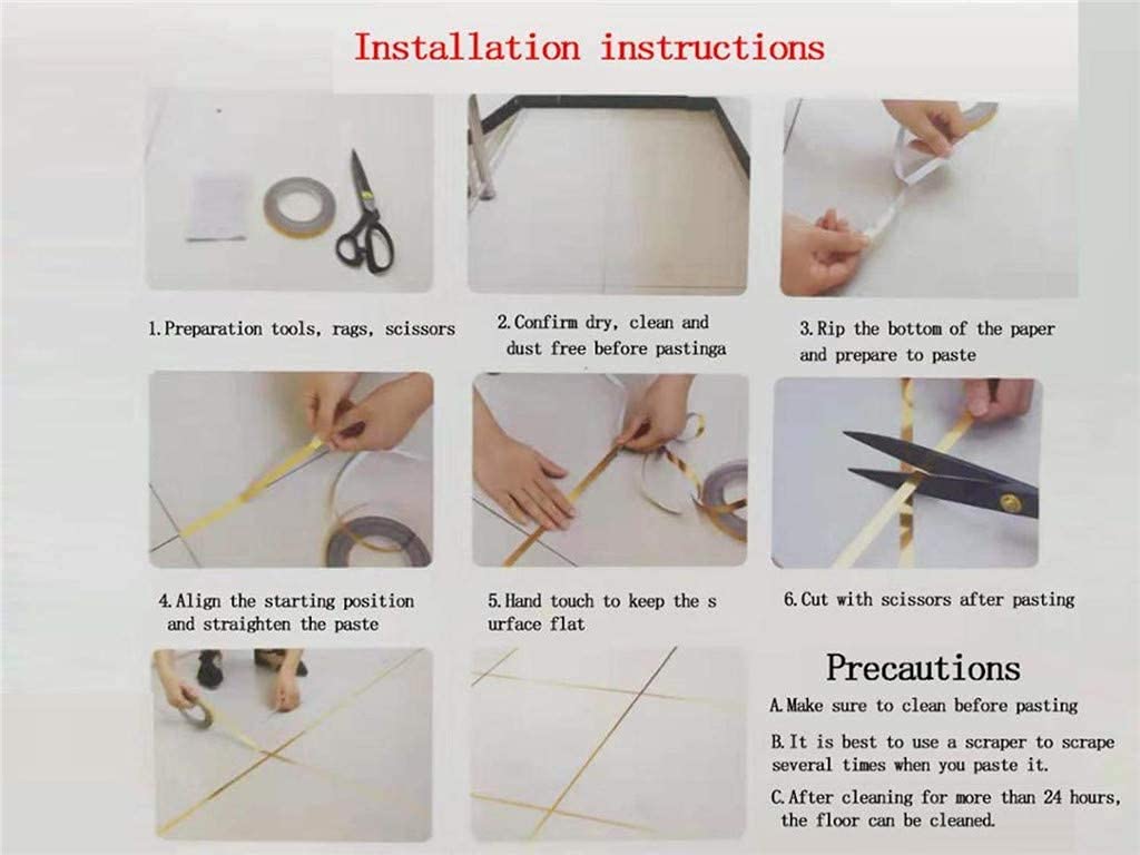 Premium Self-Adhesive Ceramic Tile Gap Sealing Tape - Gold Foil Floor Tile Spacer Strip (50M Roll) for Bathroom, Kitchen & Home Renovation Projects