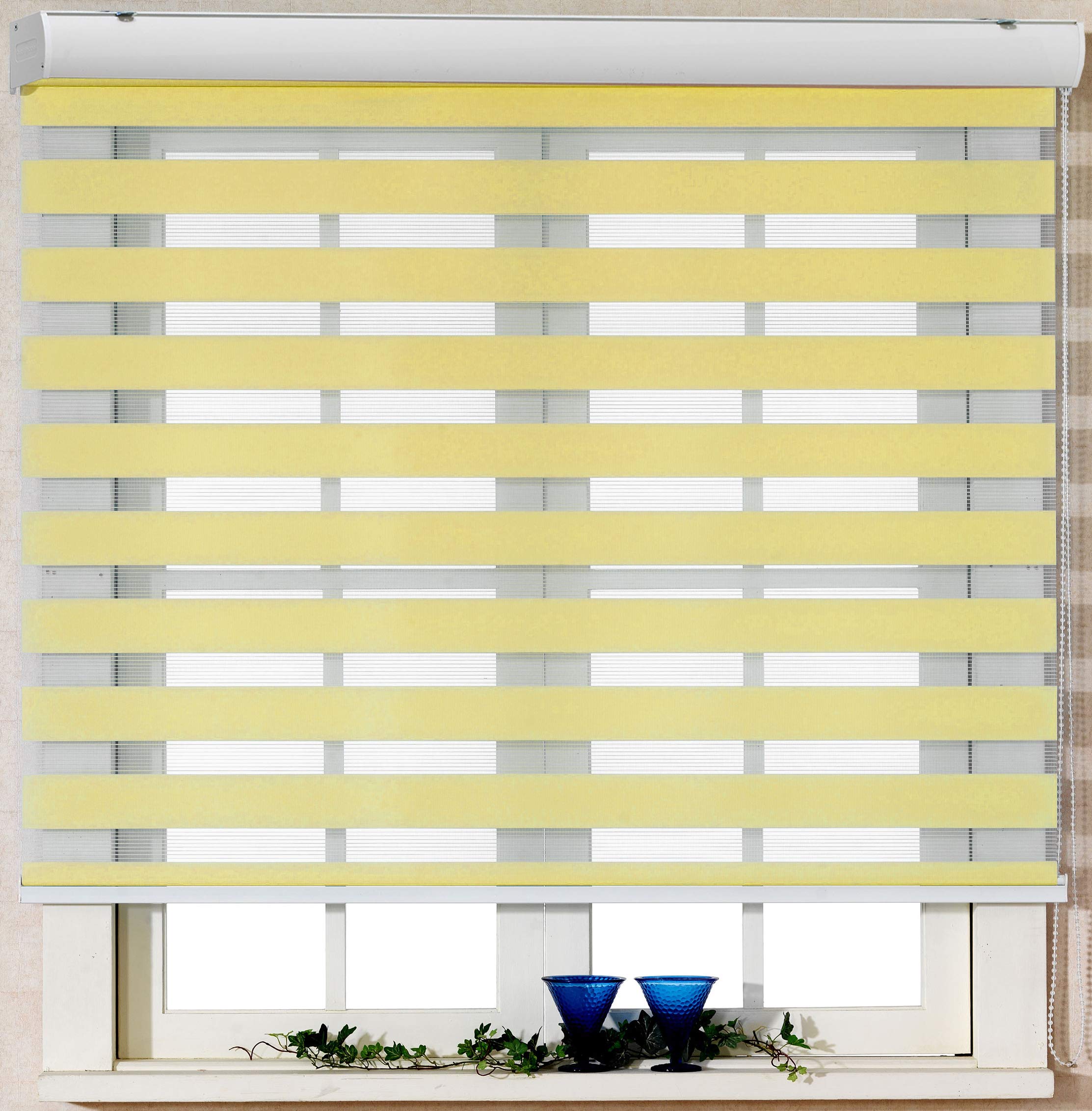 Custom Cut Zebra Roller Blinds - 10 to 110 Inch Wide, Dual Layer Light Filtering & Privacy Shades (109