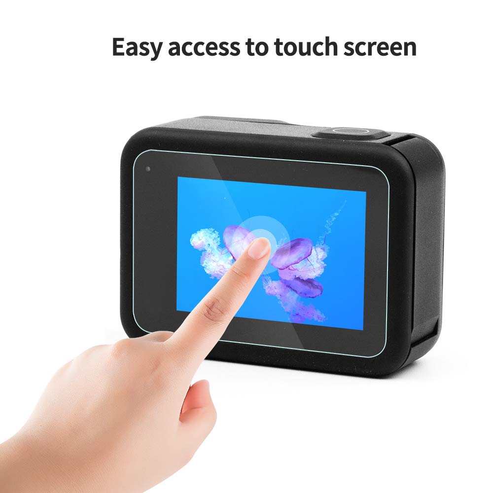 LARRITS 2 Pack Tempered Glass Screen Protector + Lens Protector with 4 LCD Display Films for GoPro Hero 8 Black - HD Clear Protection for Outdoor Sports, Travel & Adventure Photography