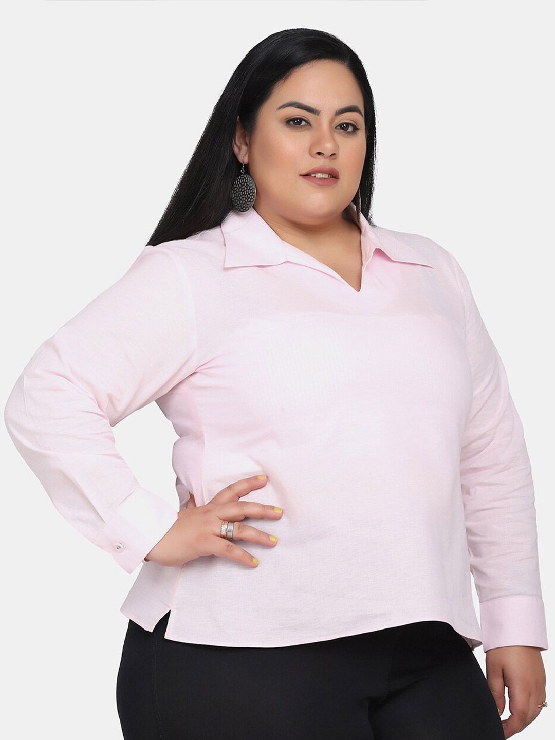 Soft & Breathable Cotton Linen Top for Women - Baby Pink Summer Blouse | Perfect for Casual Outings, Beach Vacations & Boho Style Outfits