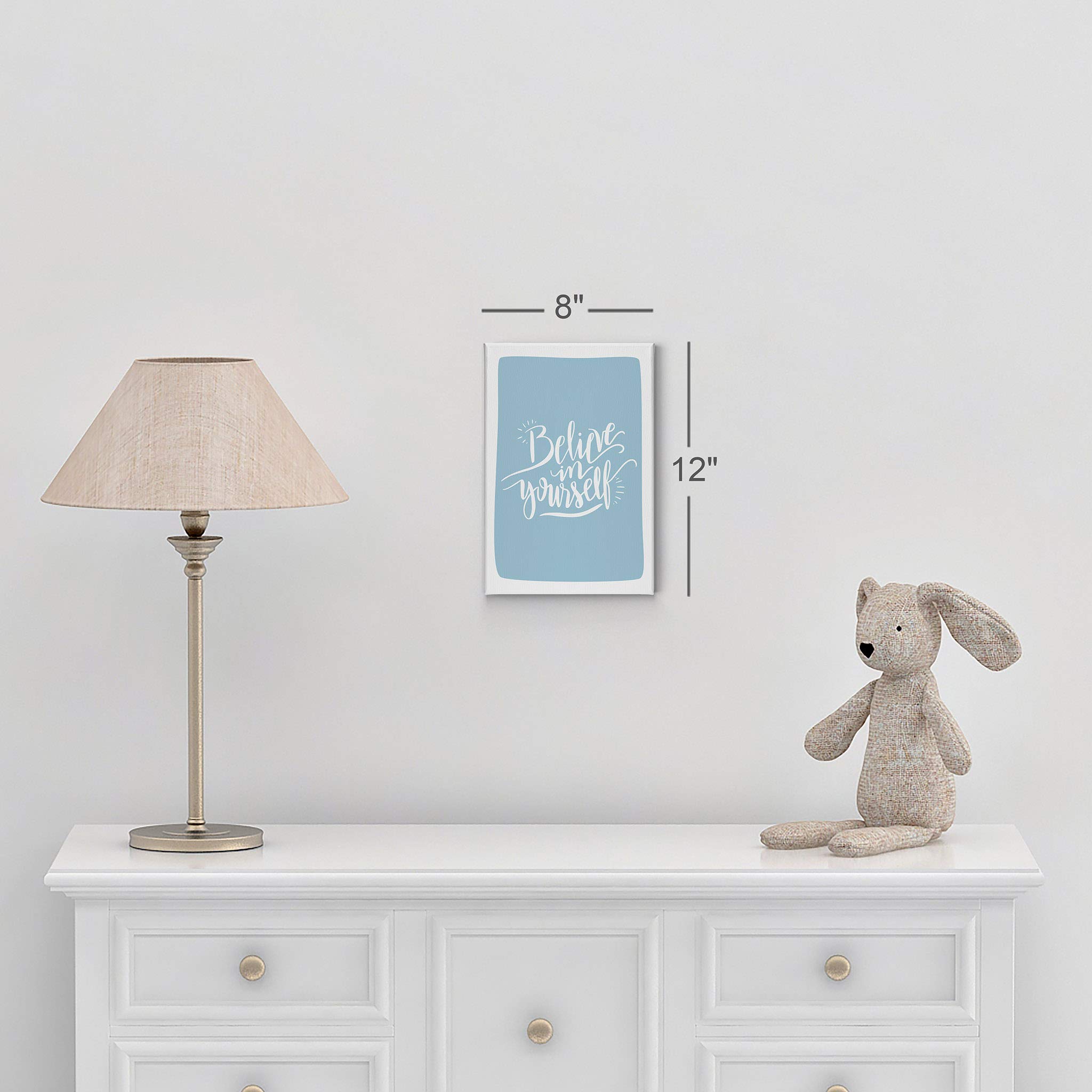 Believe in Yourself Inspirational Wall Art - Blue Canvas Print for Kids Room, Nursery & Baby Room Decor - Ready to Hang Motivational Poster 22x15 Inches - Made in USA | Perfect for Bedrooms, Playrooms & Classrooms