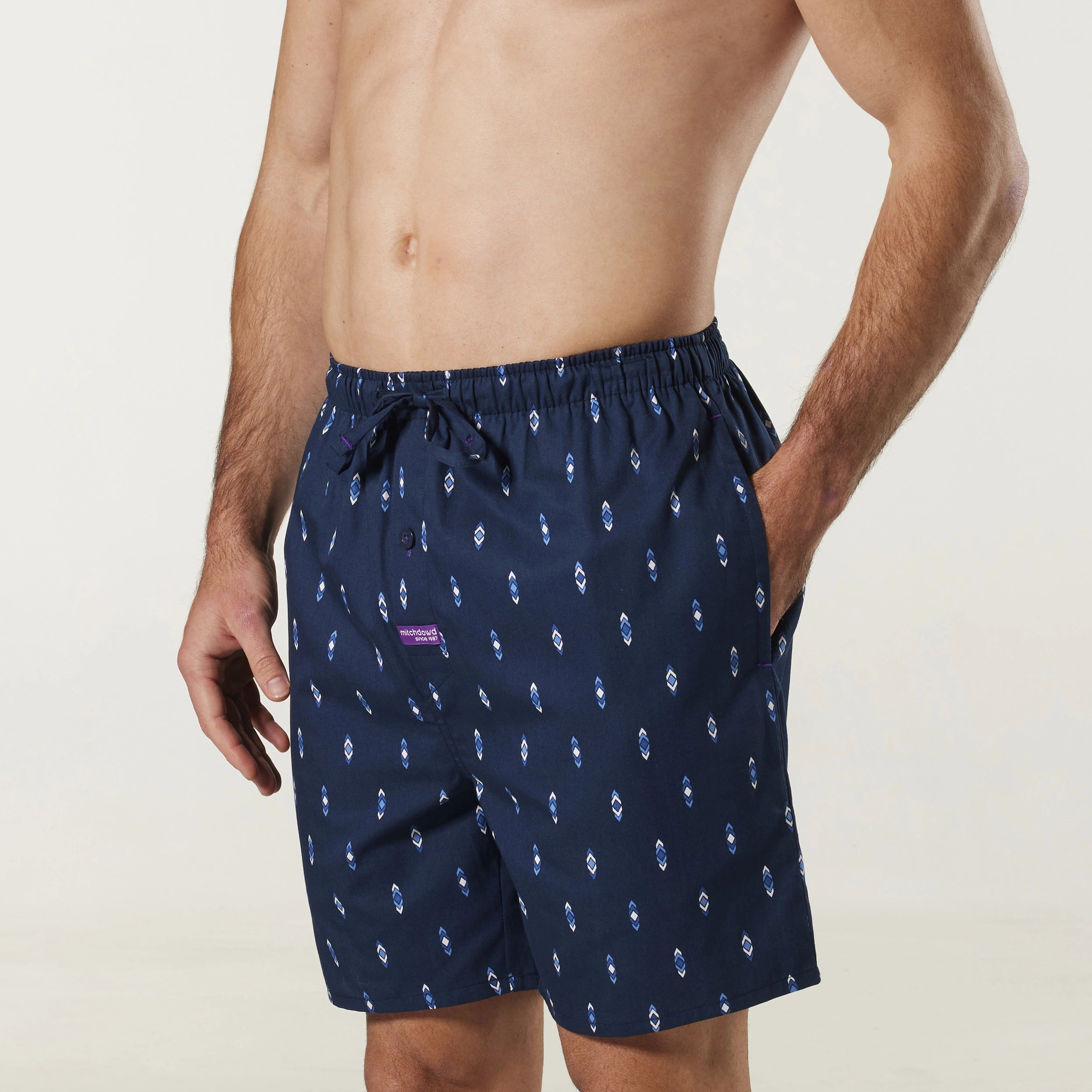 Men's Flint Cotton Sleep Shorts - Navy Blue - Soft & Breathable Lounge Pajama Shorts for Comfortable Nightwear & Relaxing at Home