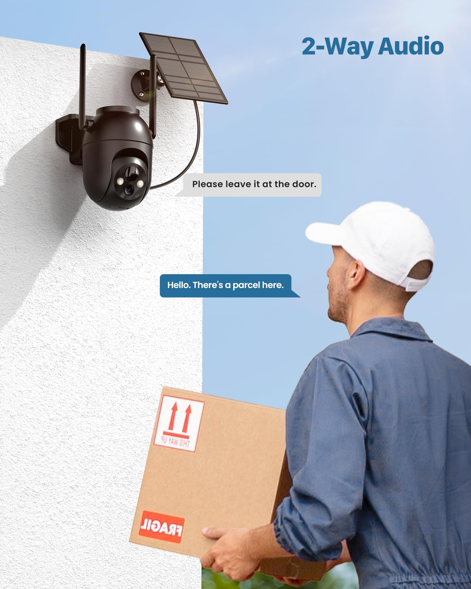 2K Solar-Powered Wireless Outdoor Security Camera - WiFi Home Surveillance System with IP66 Waterproof, Motion Detection & 360° View | Ideal for Home, Garage, Yard & Business Security (5G Not Supported)