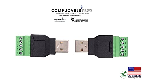 2-Pack USB 2.0 Male to Screw Terminal Adapter Connector for DIY Electronics and Industrial Applications