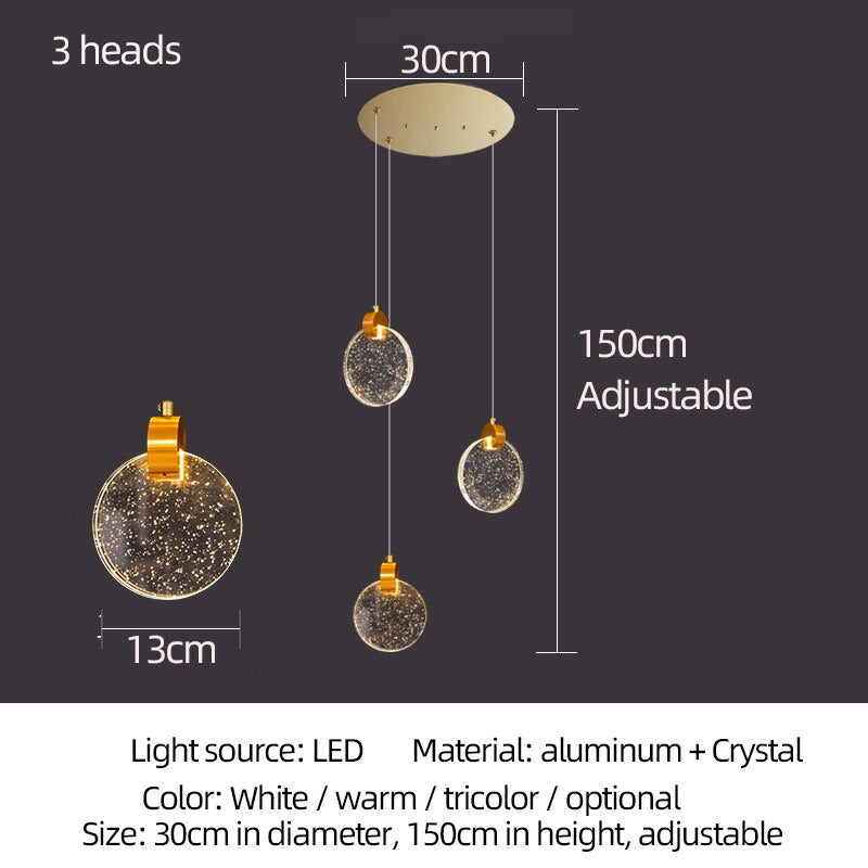 Elegant Crystal Rings Staircase Chandelier - Premium Modern Lighting Fixture for Foyer, Dining Room & Luxury Home Decor