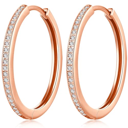 B2-24mm cz hoop earrings rose gold 18k