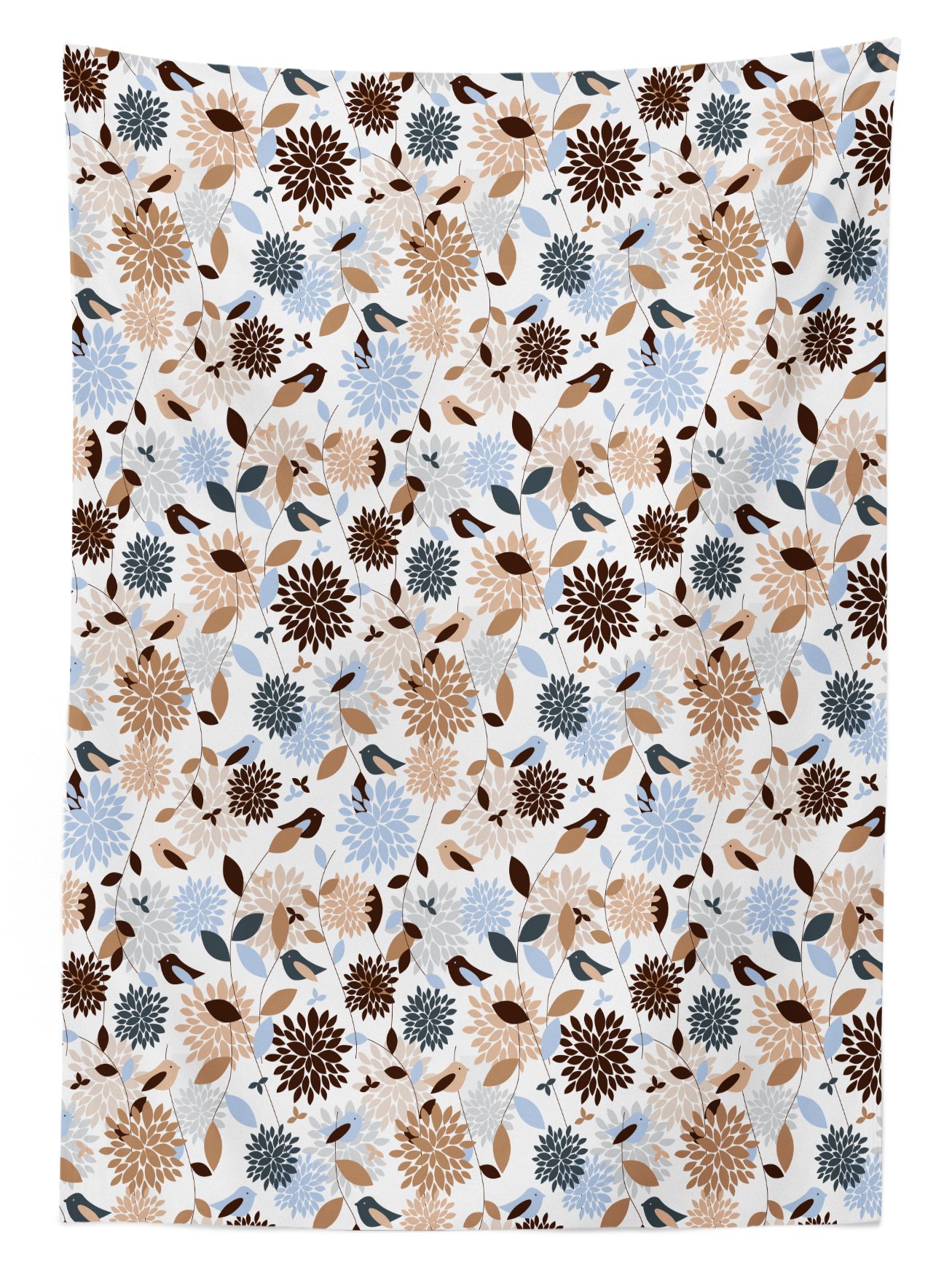 Ambesonne Earth Tones Outdoor Tablecloth - Abstract Hydrangea Flowers with Skinny Stems & Leaves, Washable Picnic Table Cover 58