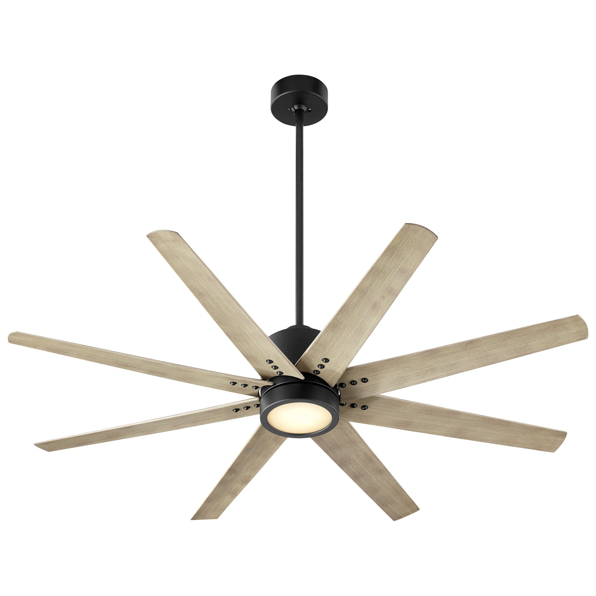 56 Inch 8-Blade Ceiling Fan with Remote Control - Aged Brass & Black Finish - Oxygen FLEET 3 112 40 - Perfect for Living Room, Bedroom, and Outdoor Spaces