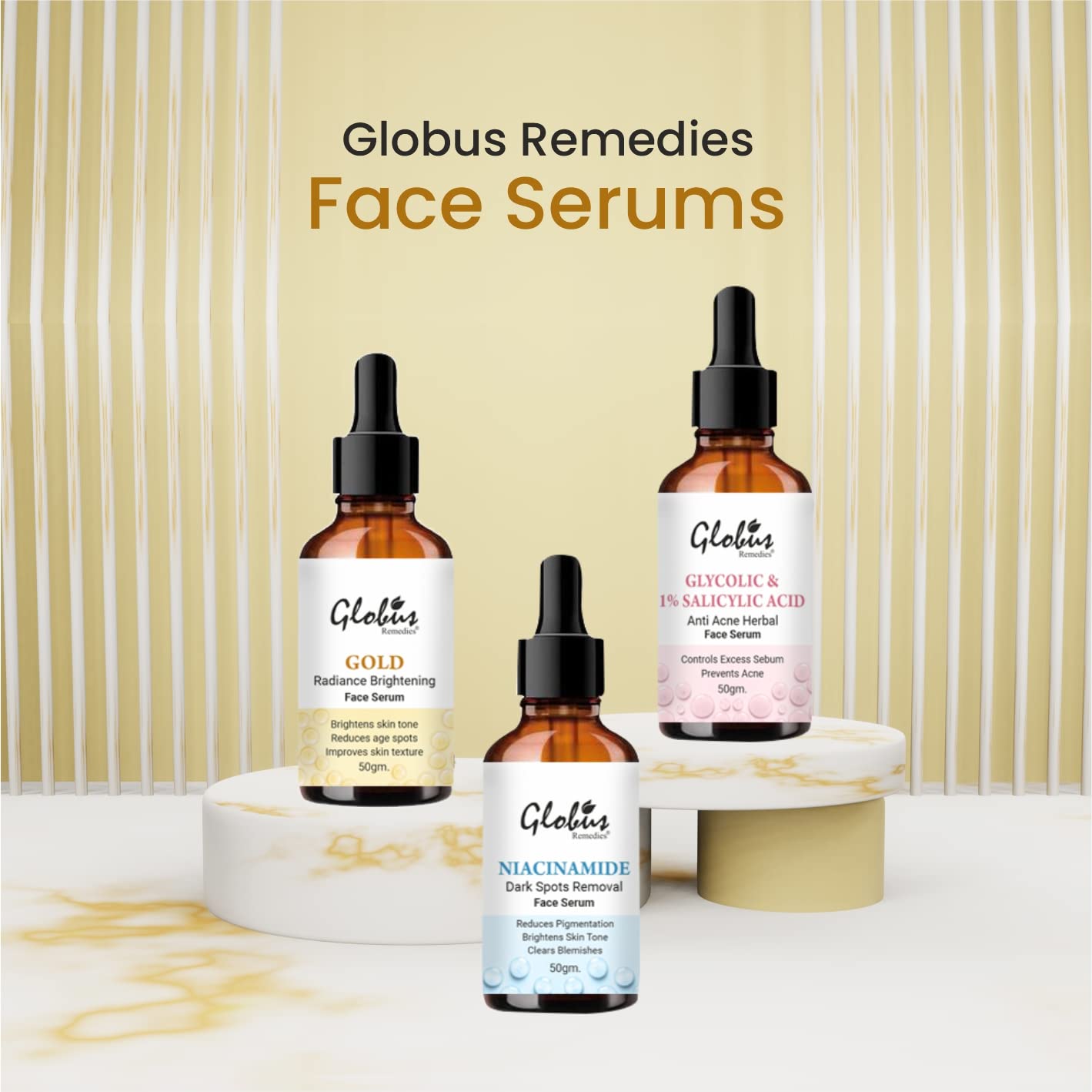 Globus Remedies Glycolic & 1% Salicylic Acid Anti Acne Face Serum for Oily & Acne Prone Skin - 50ml | Exfoliating & Pore Minimizing Treatment | Perfect for Daily Skincare Routine & Blemish Control