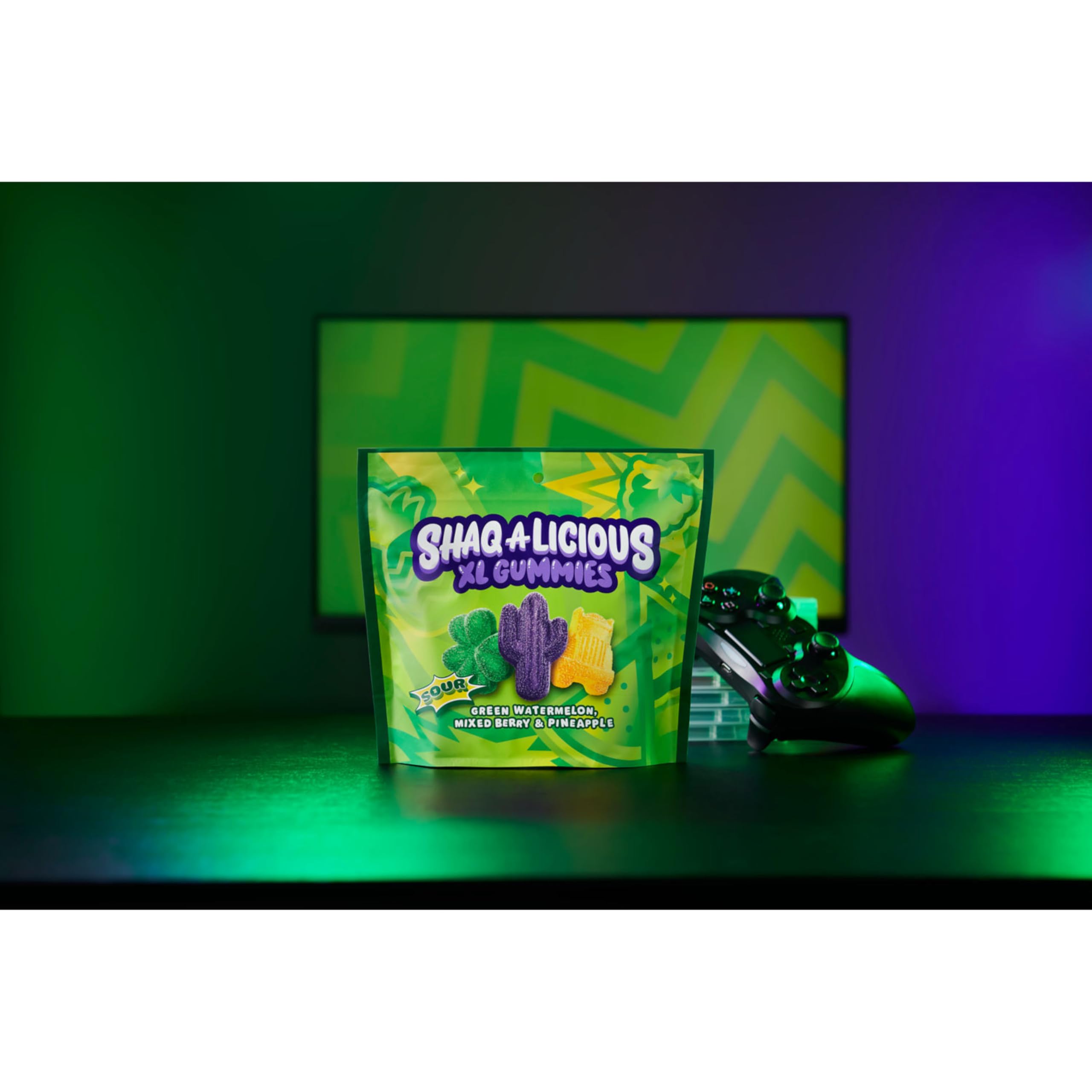 SHAQ-A-LICIOUS XL GUMMIES Sour Chewy Candy - 11.8 oz Bulk Bag - Perfect for Parties, Movie Nights & Snacking