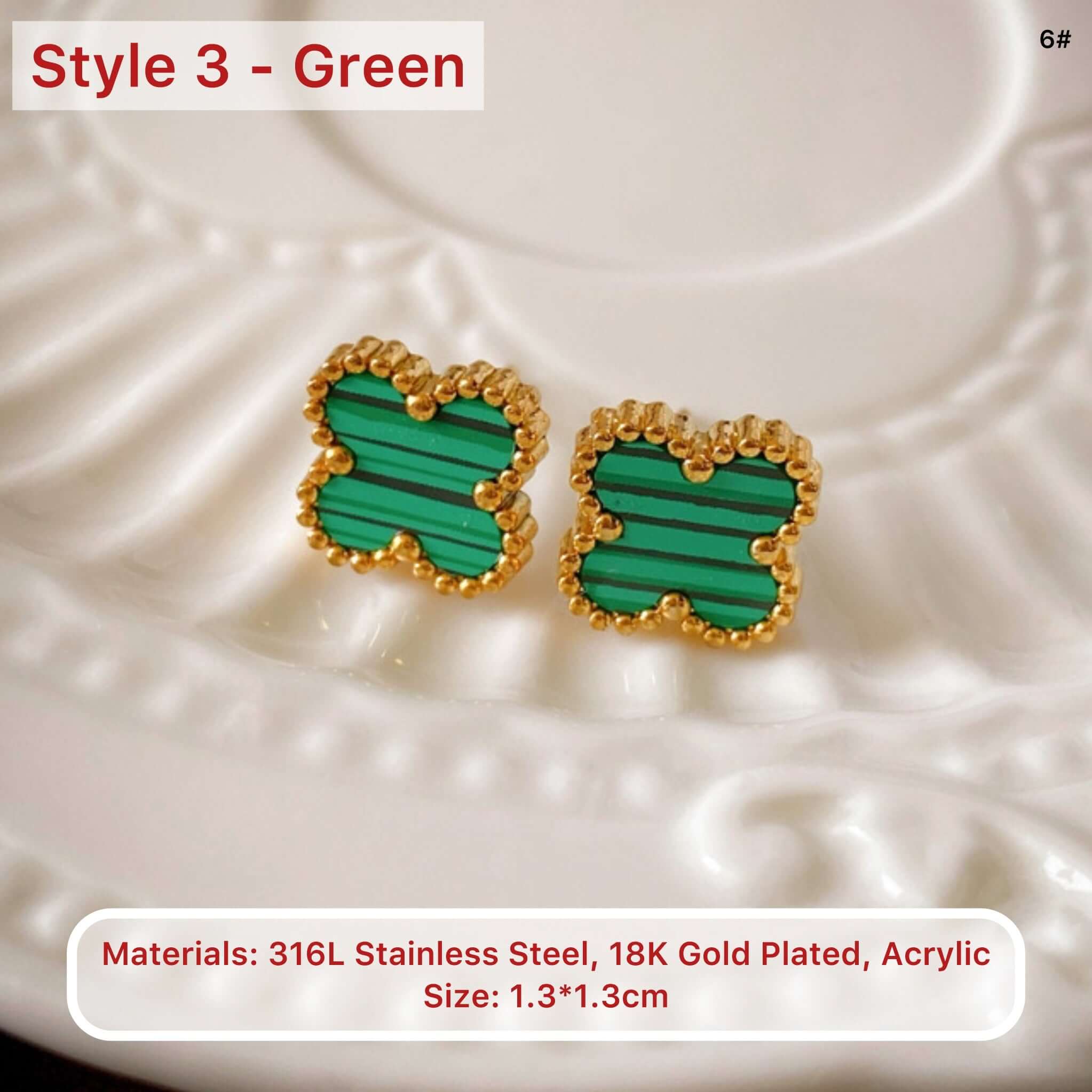 18K Gold Plated 4 Leaf Clover Earrings for Women - Lucky Charm Stud Earrings | Perfect Gift for Birthday, Anniversary & St. Patrick's Day | CE001