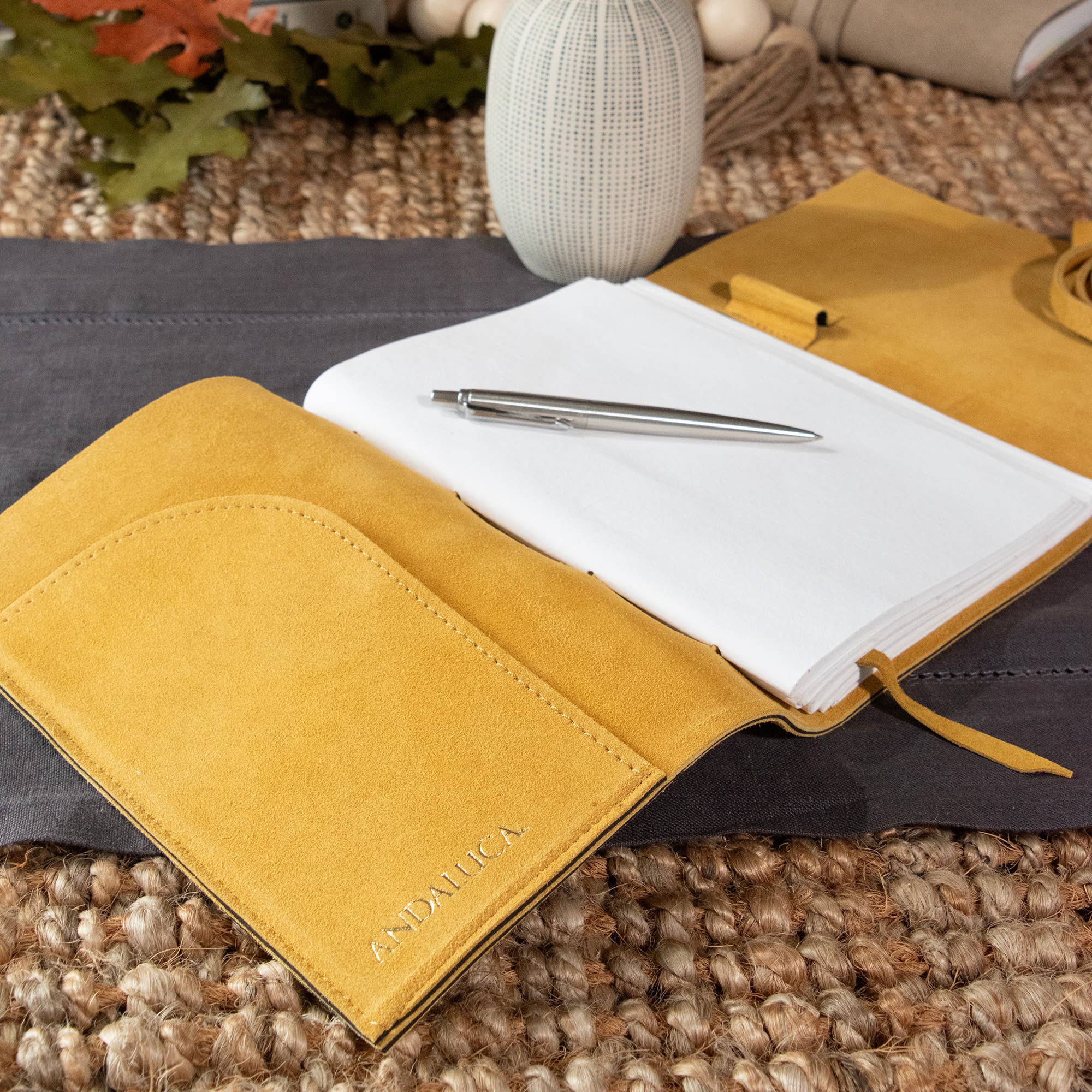 Premium Large Dijon Yellow Suede Journal - Leather Bound Writing Notebook for Travel, Work & Creative Inspiration | Perfect Gift for Writers & Professionals