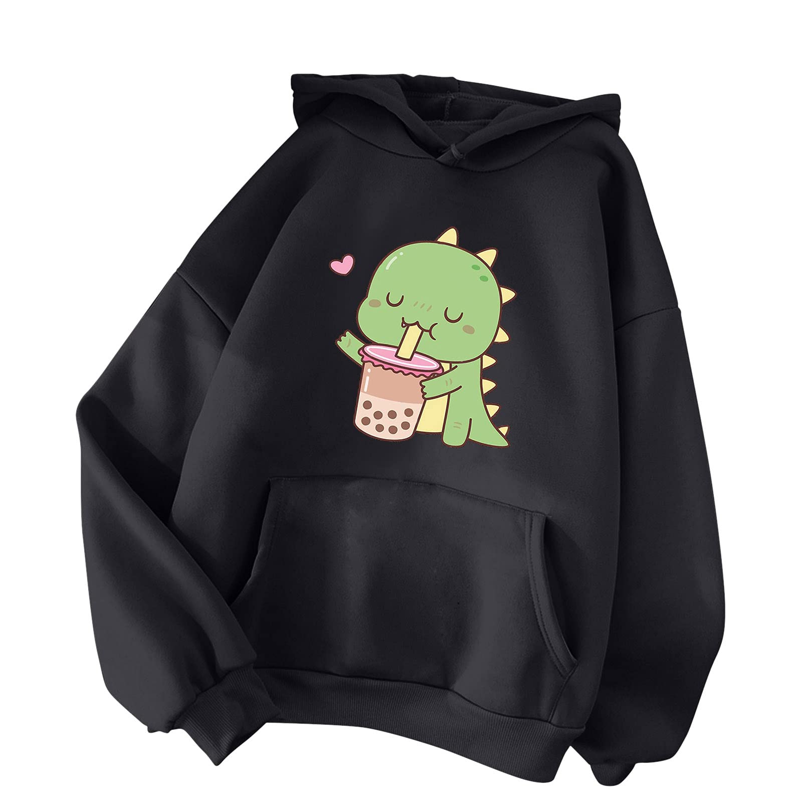 Cute Cartoon Striped Sweatshirt for Women - Casual Long Sleeve Pullover Hoodie with Drawstring | Perfect for Workout, Lounge & Everyday Wear