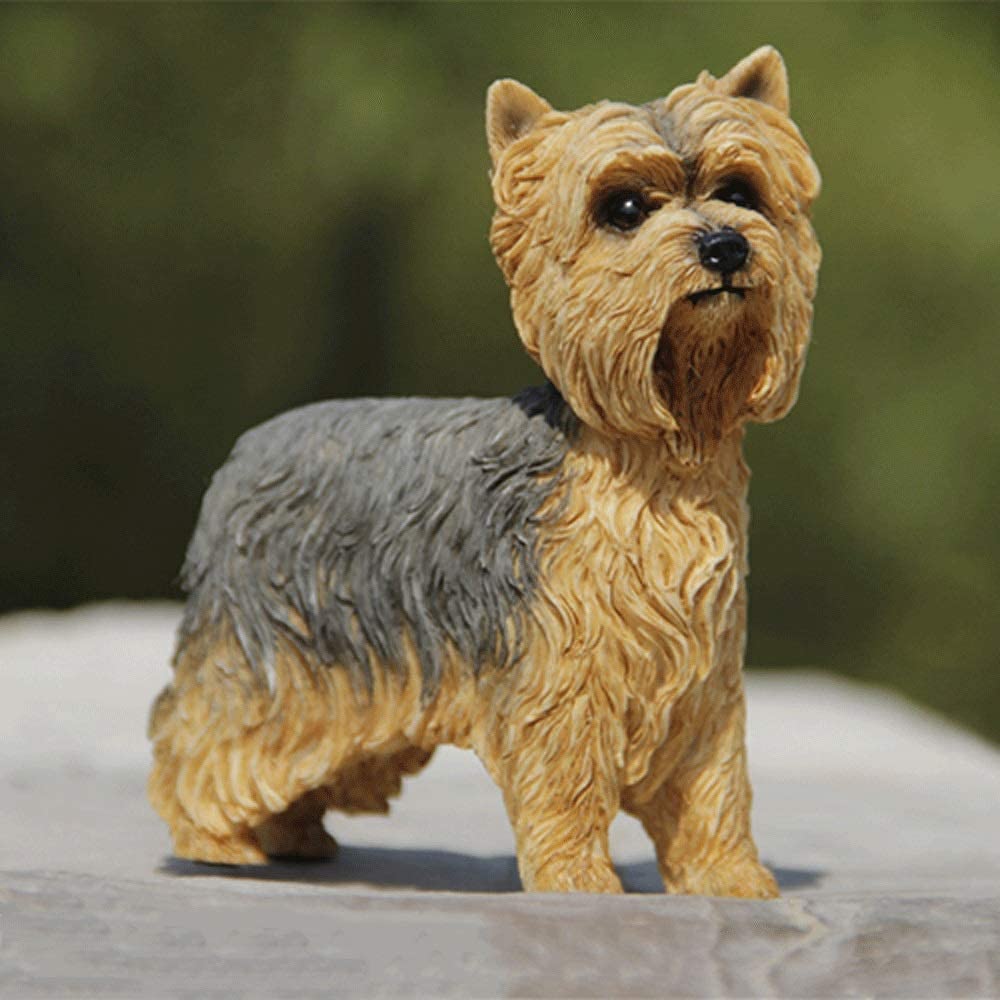 Realistic Yorkshire Terrier Dog Model - 9x4x7.5cm Resin Standing Dog Figure for Home Desktop Decor, Car Dashboard Display, Craft Collection & Pet Lover Gift