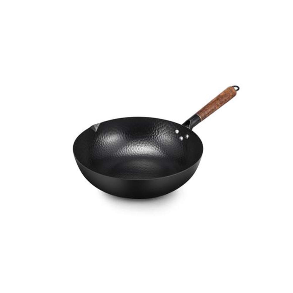 32cm Non-Stick Frying Pan - Handmade Cast Iron Skillet with Glass/Wood Lid | PFOA-Free Healthy Cookware for Sauteing, Stir-Frying & Deep Frying | Perfect for Home Kitchen, Restaurant & Outdoor Cooking