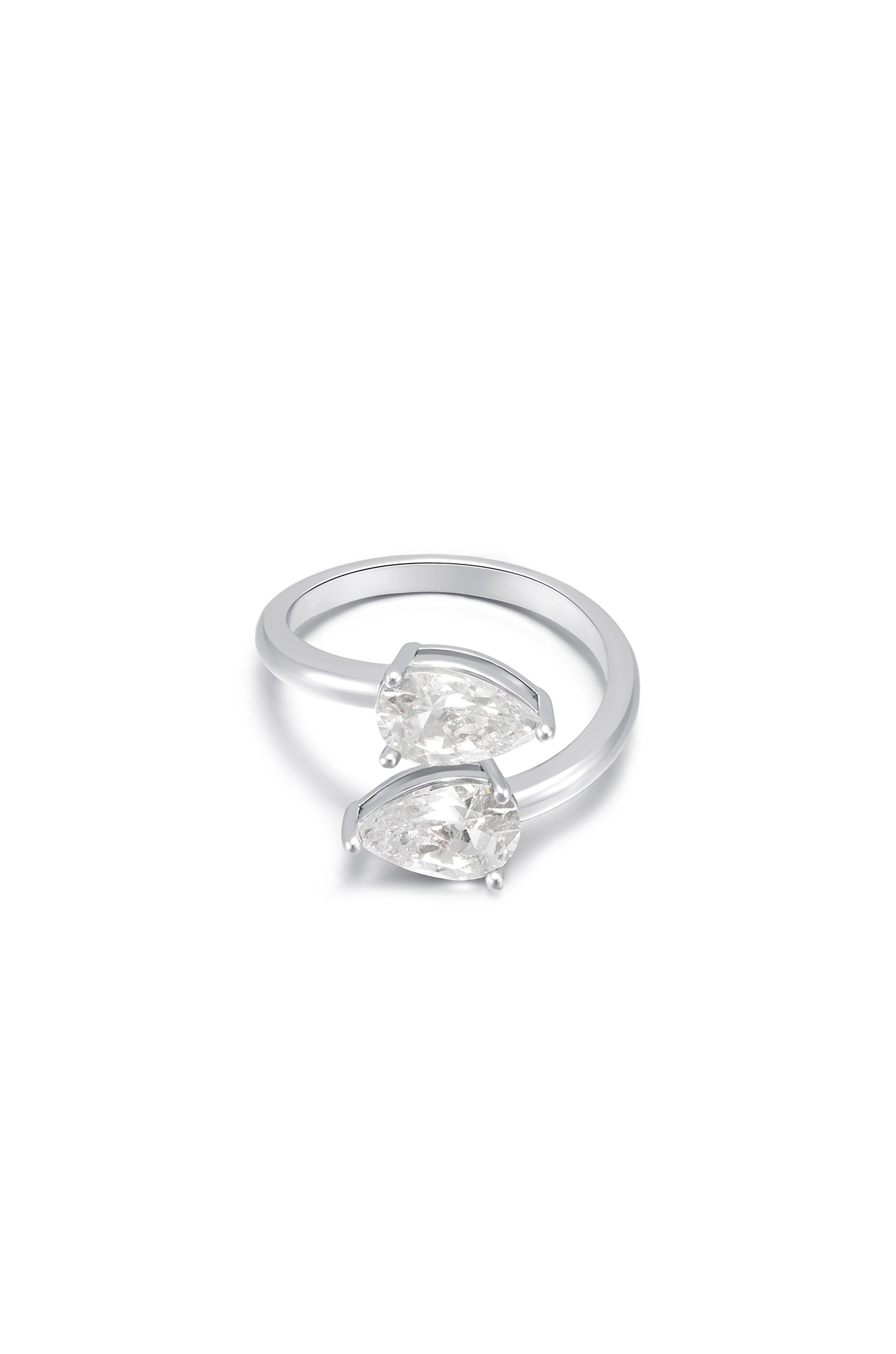 Elegant Crystal Teardrop Wrap Ring for Women - Dainty Adjustable Finger Ring - Perfect for Weddings, Parties & Everyday Wear
