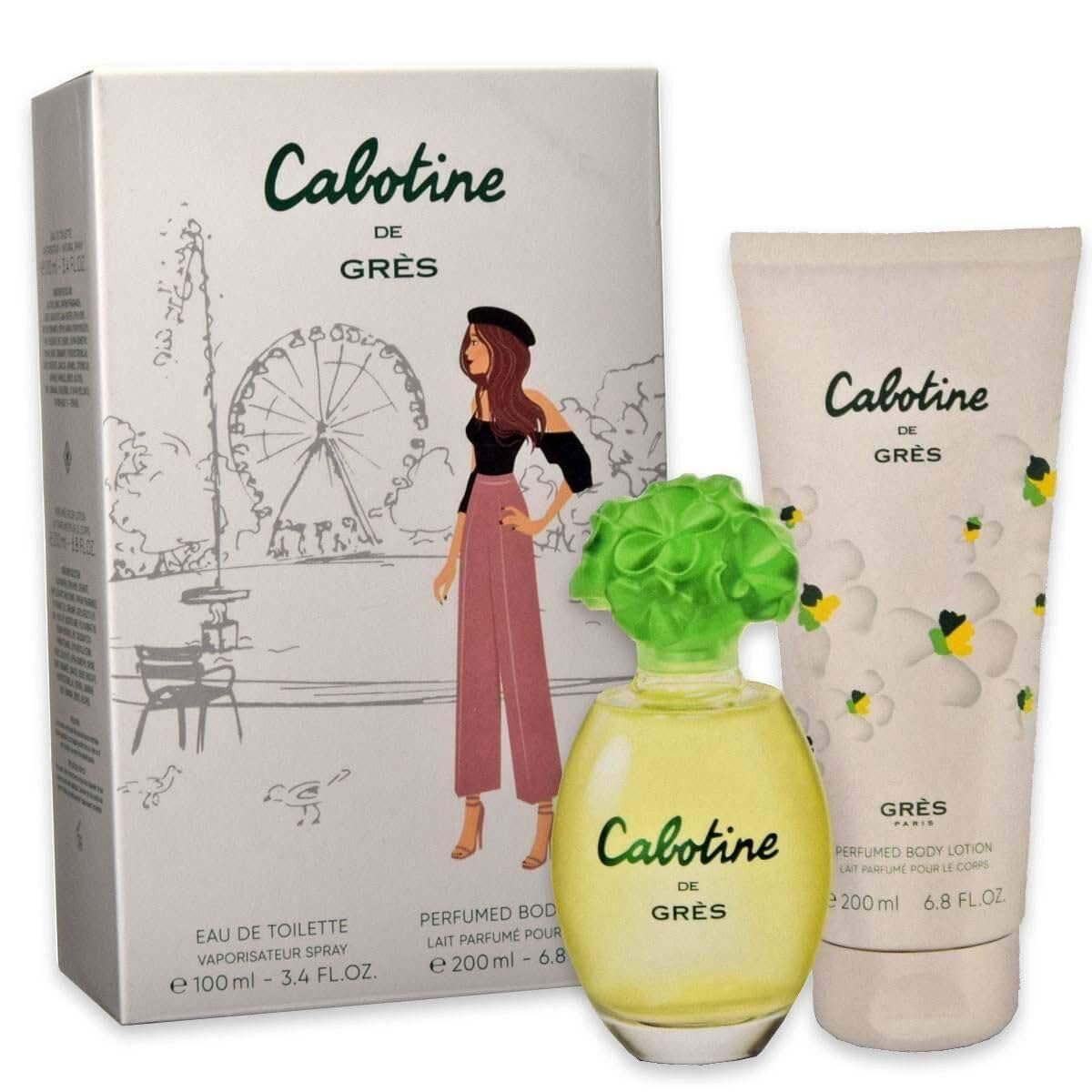 Cabotine by Gres Perfume - Women's Eau de Toilette Spray 3.4 oz & Body Lotion 6.7 oz Set | Floral Fragrance for Daily Wear, Date Night & Special Occasions