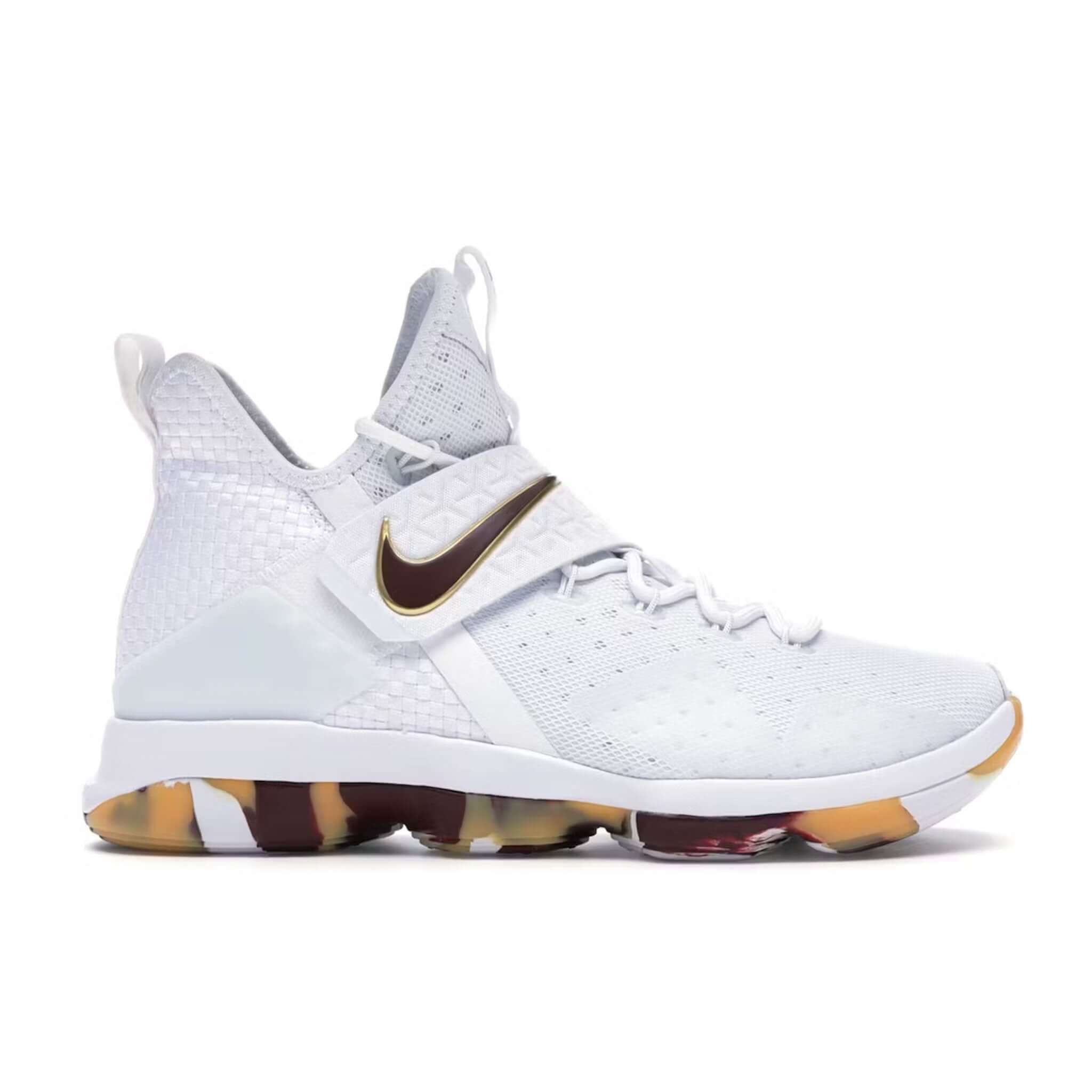 Nike LeBron 14 Basketball Shoes - White/Wine Color (Size 9.5) for Men - High-Performance Court Sneakers for Basketball Games & Training