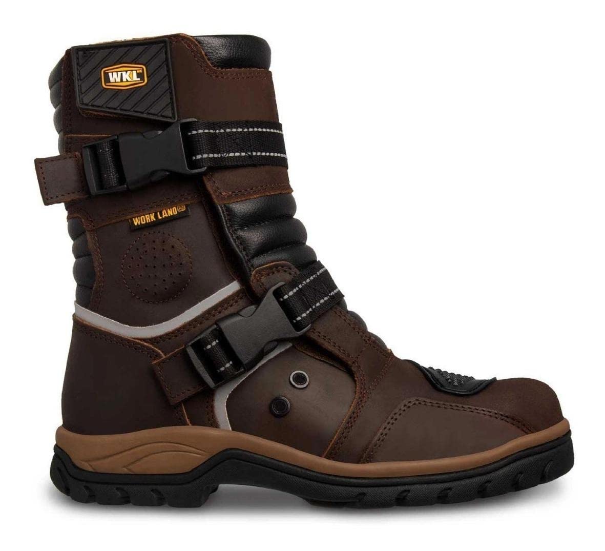 WORKLAND 77411 Men's Motorcycle Boots - Premium Leather Riding Boots with Safety Protections, Slip-Resistant Rubber Sole & Reflective Design - Durable Work Boots for Motorcycle Enthusiasts - Perfect for Long Rides, Commuting & Outdoor Adventures
