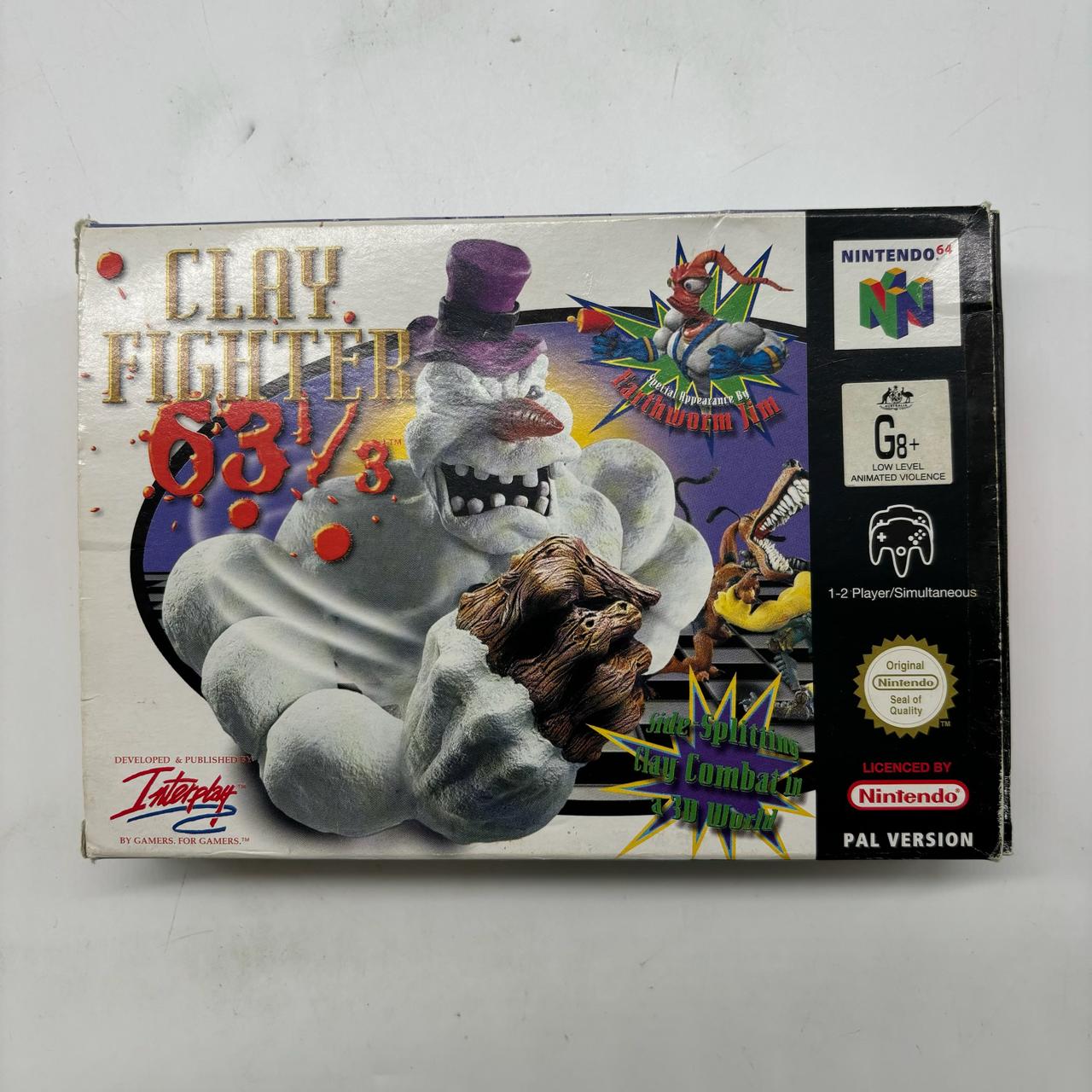 Clay Fighter 63 1/3 for Nintendo 64 (N64) - Complete Boxed Video Game - Retro Gaming Collectible for Classic Console Enthusiasts - Perfect for Nostalgic Gaming Nights and Collector's Display
