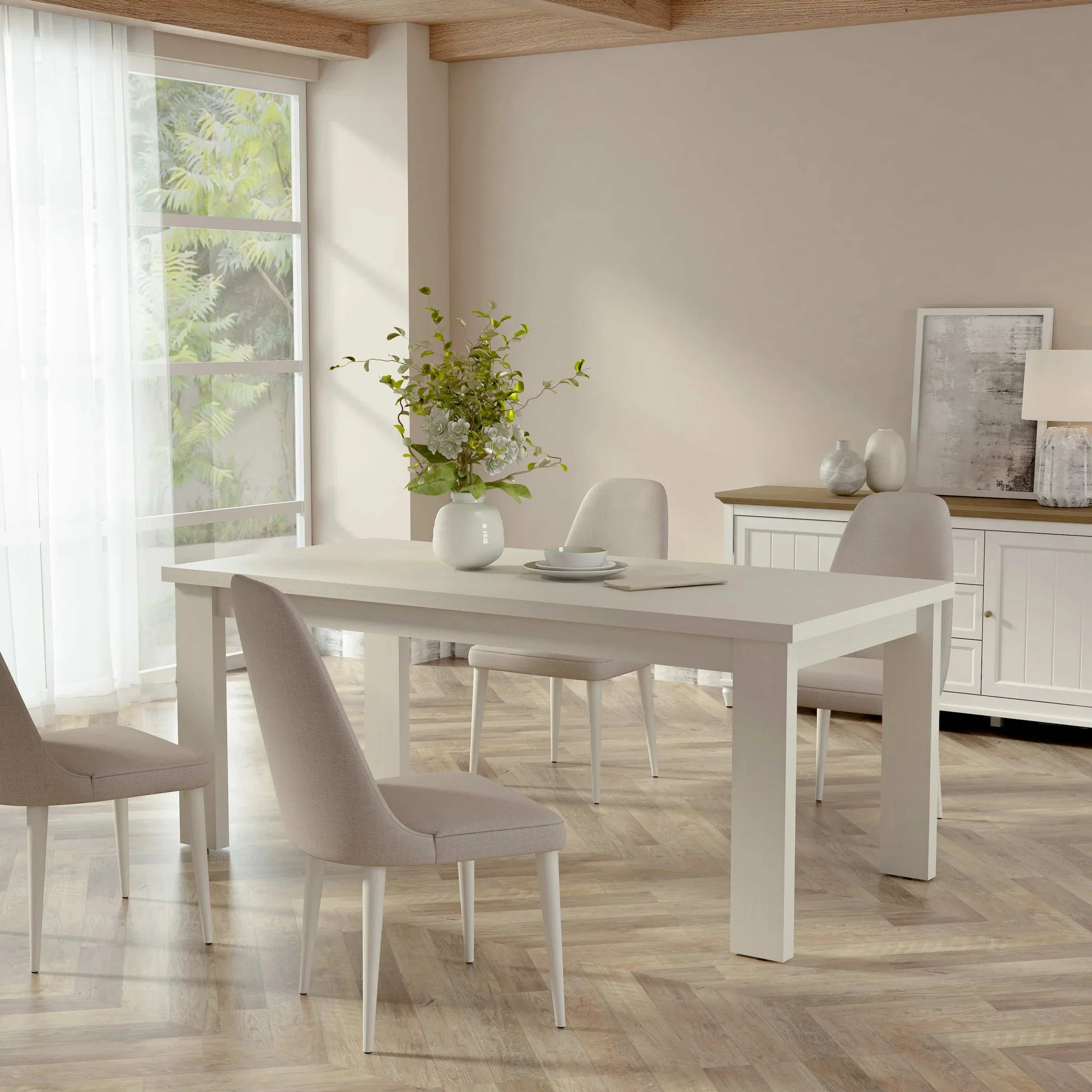 Anderson Teak Brentford 60-Inch White Dining Table - Solid Teak Wood Outdoor Patio Furniture for Garden, Poolside & Backyard Dining