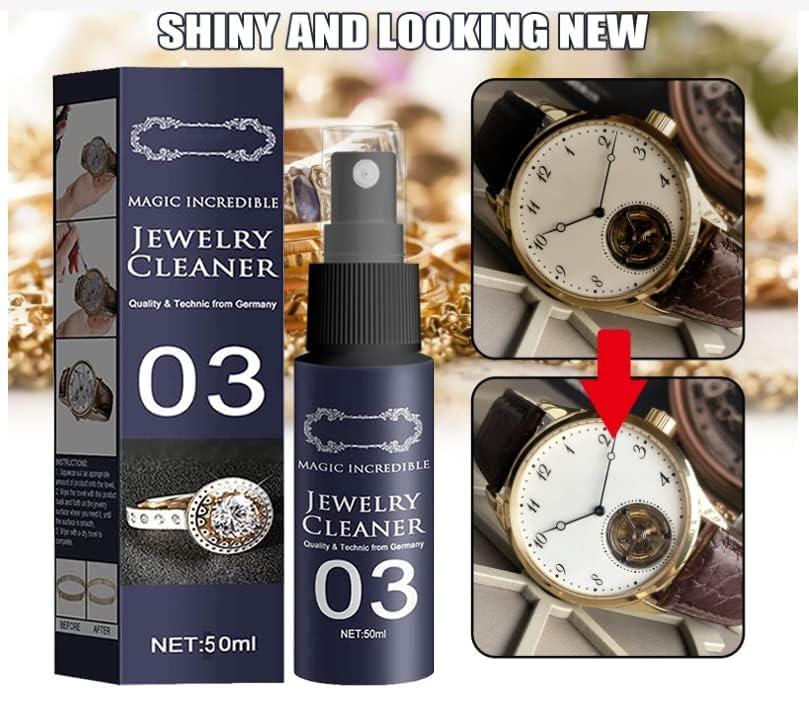 Jewelry Cleaner 03 - Universal Anti Tarnish Cleaning Spray for Gold, Silver & Diamonds | Quick & Effective Jewelry Cleaner Solution | Perfect for Rings, Necklaces & Watches (1PC)