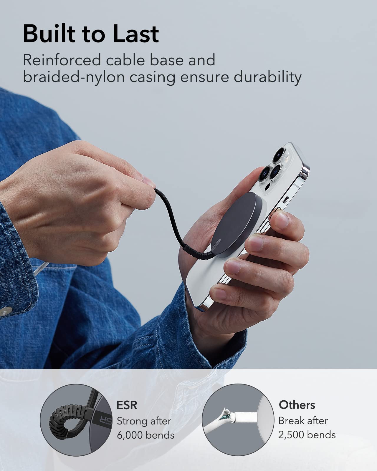 ESR Wireless Charger with MagSafe Compatibility (HaloLock) - Fast Magnetic Charging for iPhone 16/15/14/13/12 Series & AirPods 4/3/Pro | Strong Magnetic Lock | 2-Pack Black | Perfect for Home, Office & Travel Charging