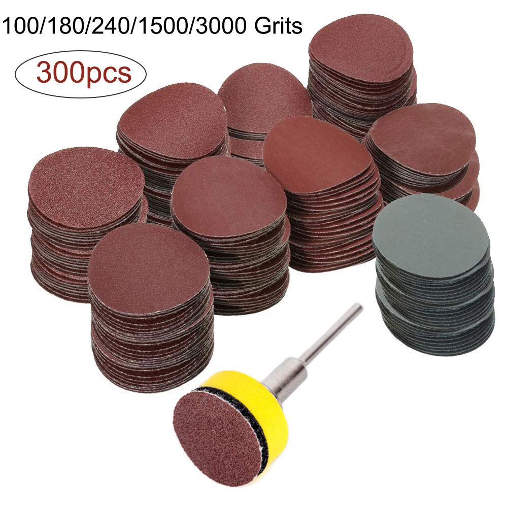 300PCS 1 Inch Sanding Discs with 1/8