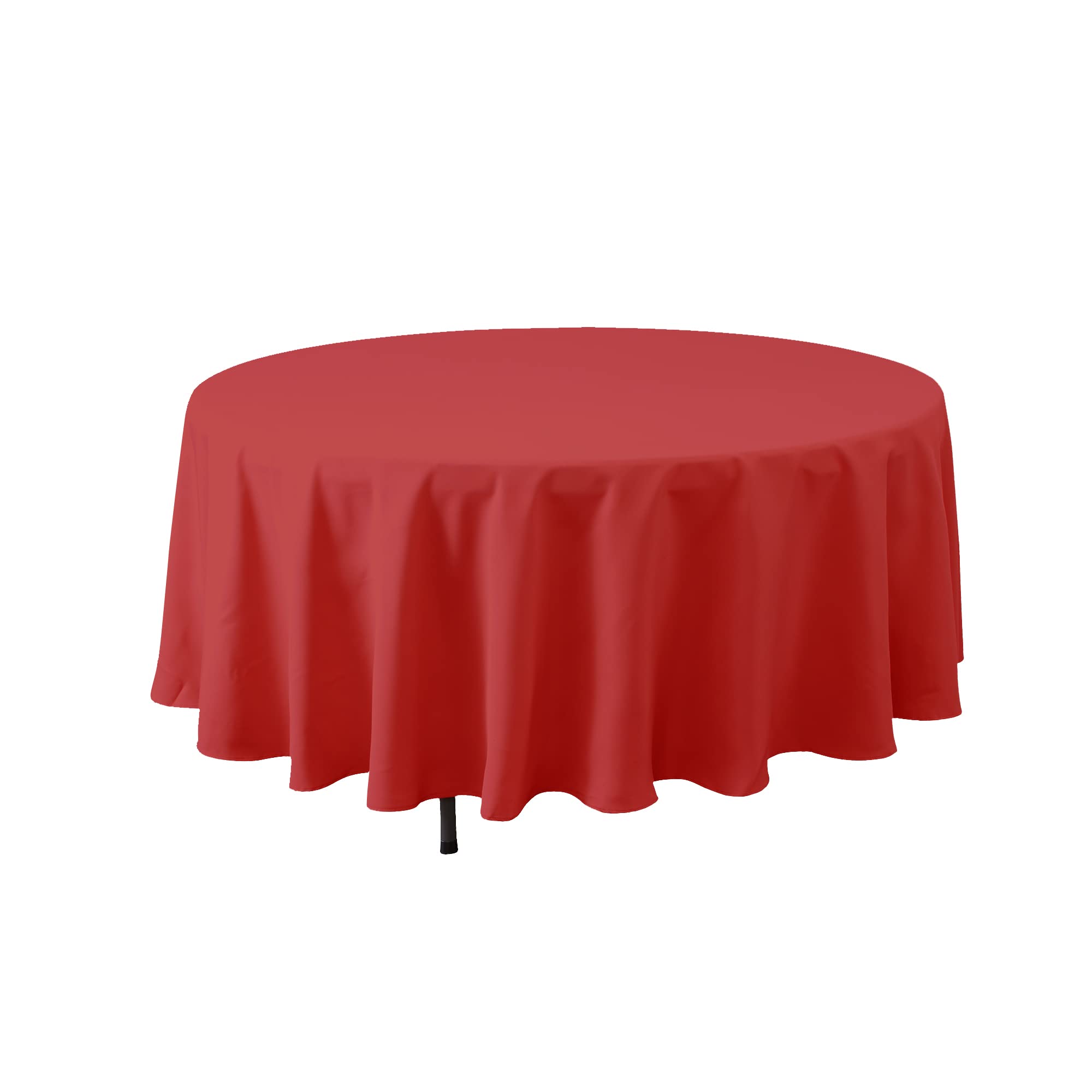 Simply Elegant 132-Inch Round Premium Polyester Tablecloth - Washable Table Cover for Weddings, Birthdays, Receptions | Durable Home Decor with Finished Hems (Red) - Perfect for Dining Tables, Banquet Halls & Party Decorations