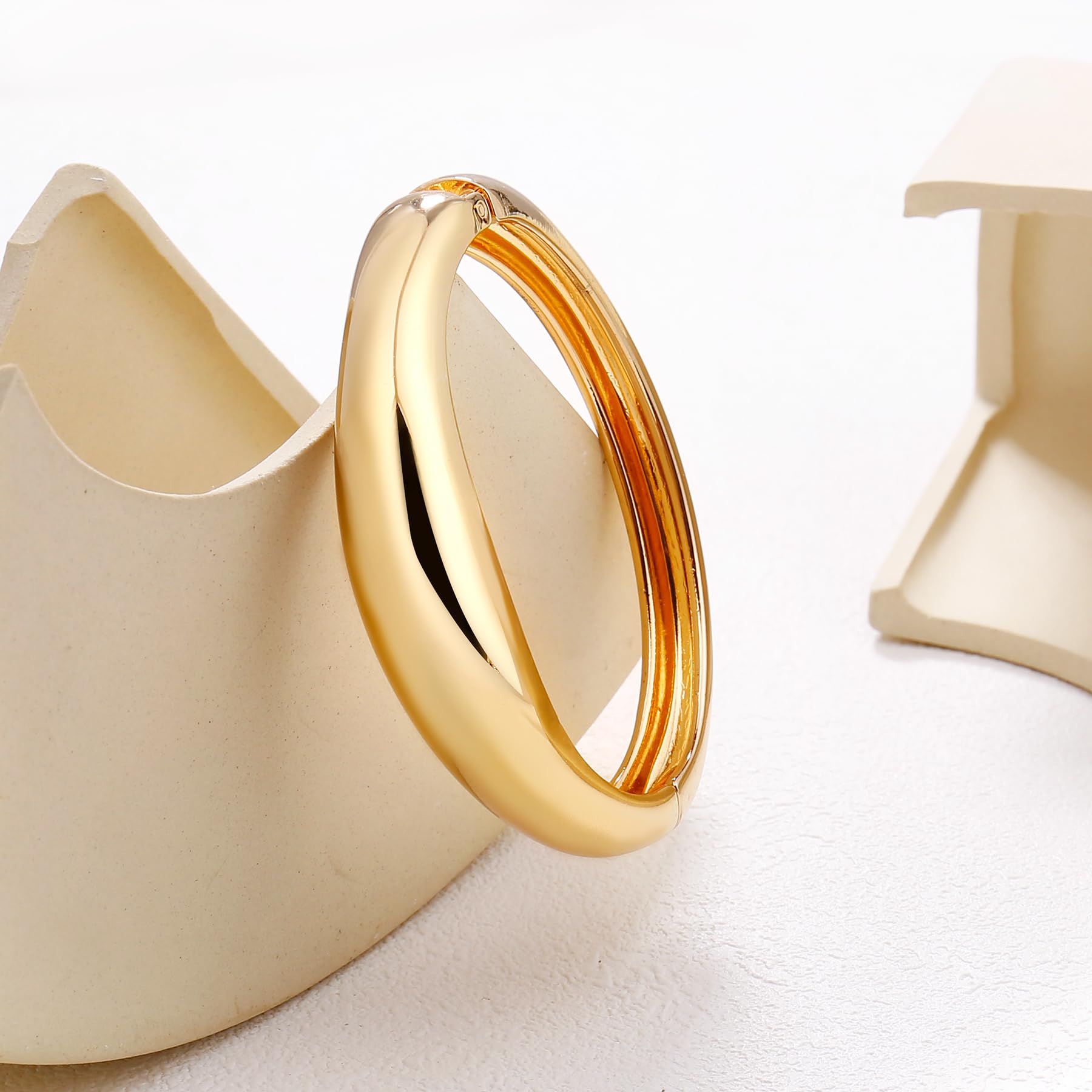 11-Piece Elegant Gold Cuff Bangle Bracelet Set for Women - Chunky Trendy Hinged Arm Cuff Jewelry - Minimalist Stackable Bracelets - Perfect Gift for Birthday, Anniversary & Special Occasions
