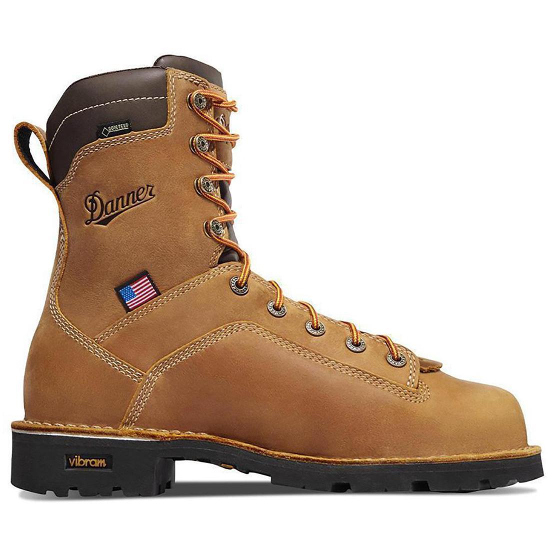 Quarry USA 8 Soft Toe Work Boots - Distressed Brown Leather Safety Shoes for Men - Durable Construction Work Boots for Warehouse, Factory & Outdoor Jobs