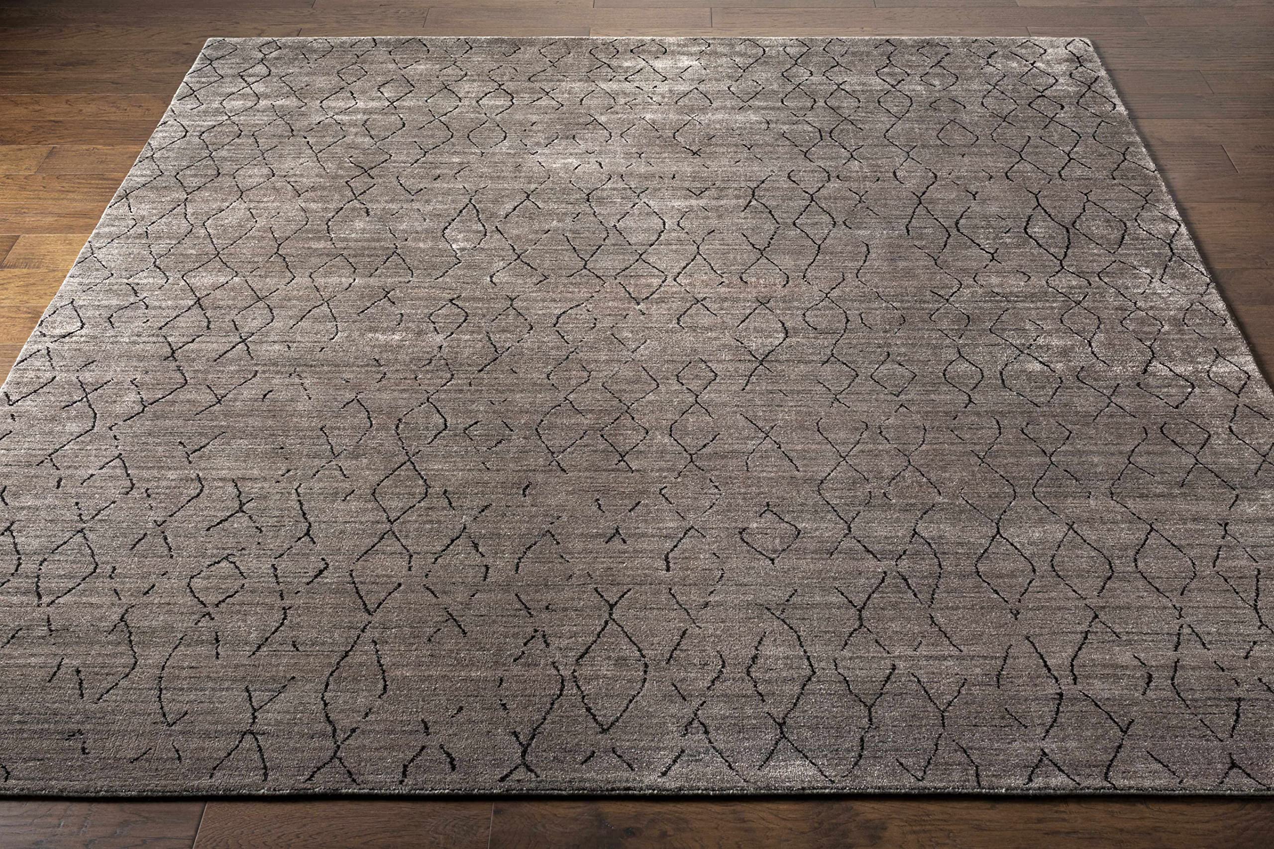 Bohemian Transitional Area Rug for Living Room & Bedroom - 2' x 3' Black Charcoal Gray Handmade Hauteloom Tomakin Rug - Perfect for Cozy Home Decor & Boho Chic Style