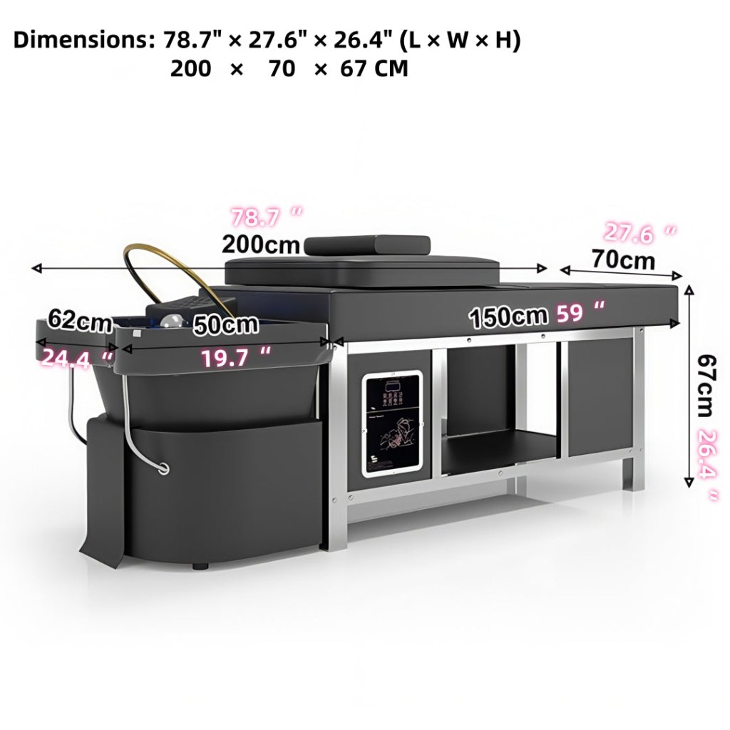 Greenlife Stainless Steel Ceramic Basin Thai Head SPA Shampoo Sink Bed - Professional Salon Hair Washing Station for Home & Commercial Use