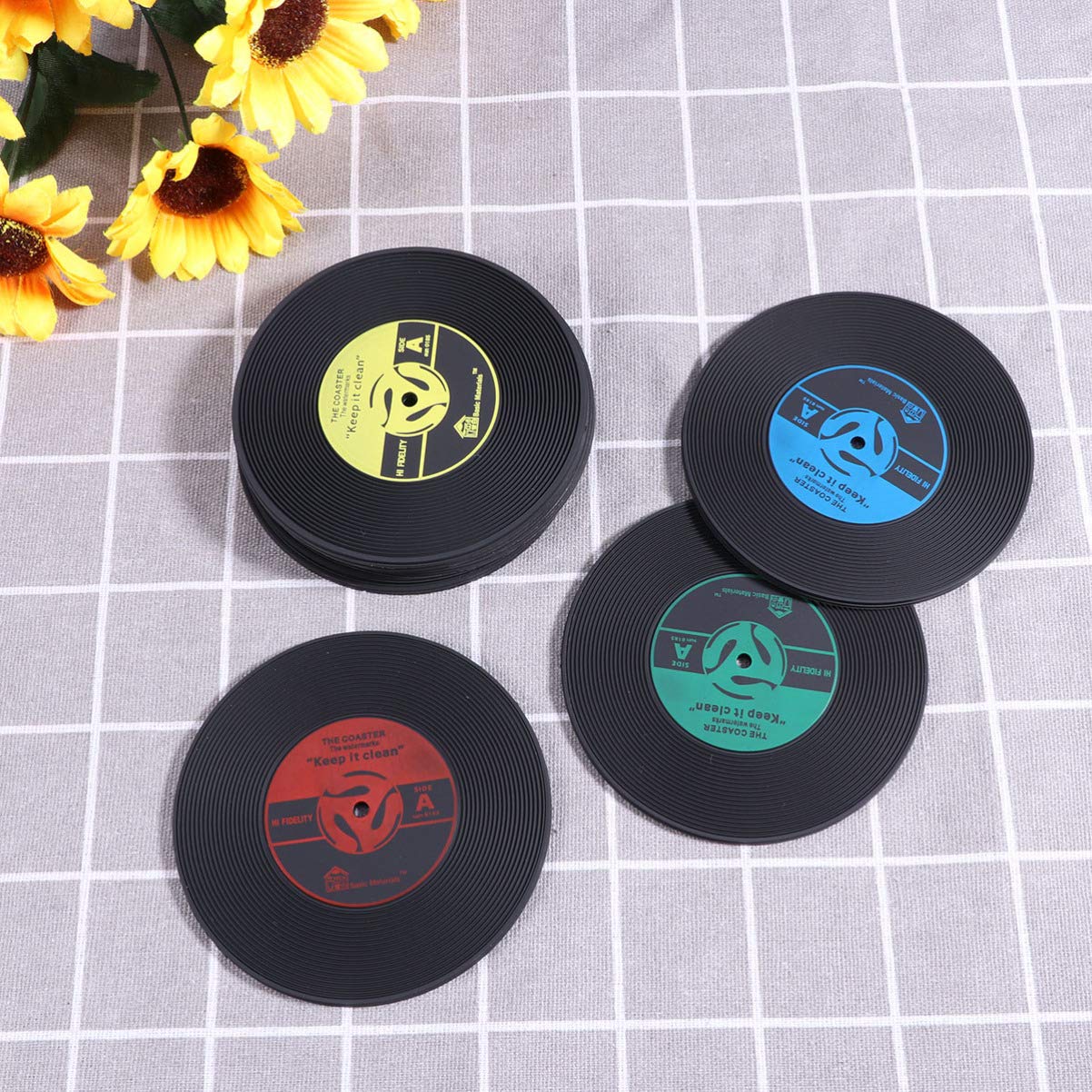 10-Pack Hemoton Retro Round Coasters for Coffee & Drinks - Absorbent Cup Holders, Table Mats for Wedding, Home & Office Use