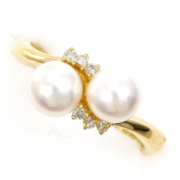 18K Yellow Gold Pearl Diamond Ring for Women - Elegant Bridal Jewelry & Wedding Engagement Gift - Perfect for Anniversaries, Proposals & Special Occasions