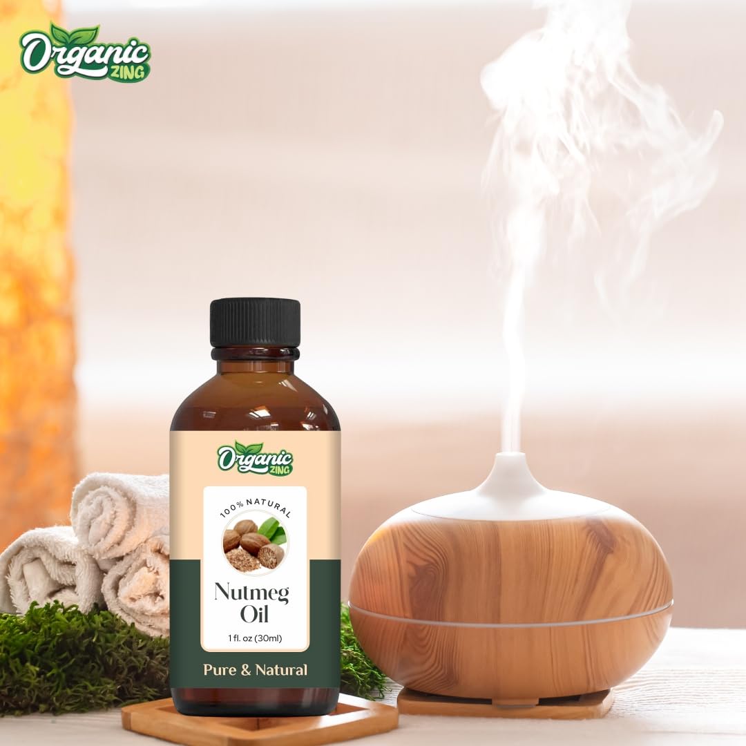 Organic Nutmeg Essential Oil (Myristica Fragrans) - 100% Pure & Natural for Aromatherapy, Diffusers, Massage, Skincare & Hair Care - 30ml/1.01fl oz - Perfect for Relaxation, Stress Relief & DIY Beauty Products