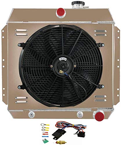 AlloyWorks 3-Row Aluminum Radiator with Shroud Fan & Relay Kit - Compatible with 1949-1954 Chevy Bel Air/Sedan/Coupe - High-Performance Cooling Upgrade for Classic Car Restoration & Hot Rod Builds