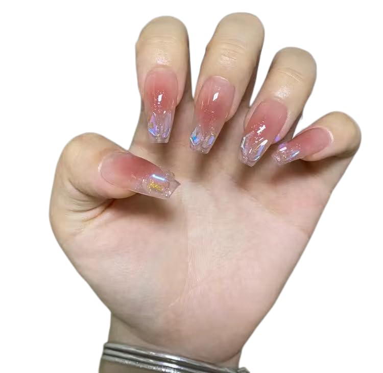 **Premium Reusable Press-On Nails – Handmade Square & French Tip Fake Nails (10pcs) with Jelly Adhesive Tabs, Nail File, Cuticle Stick & Storage Box – Perfect for Parties, Weddings & Everyday Glam**