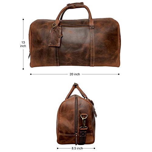 Premium Personalized Full Grain Leather Travel Duffel Bag for Men & Women - Durable Overnight Weekender Gym Bag - Perfect for Business Trips, Gym Workouts & Groomsmen Gifts