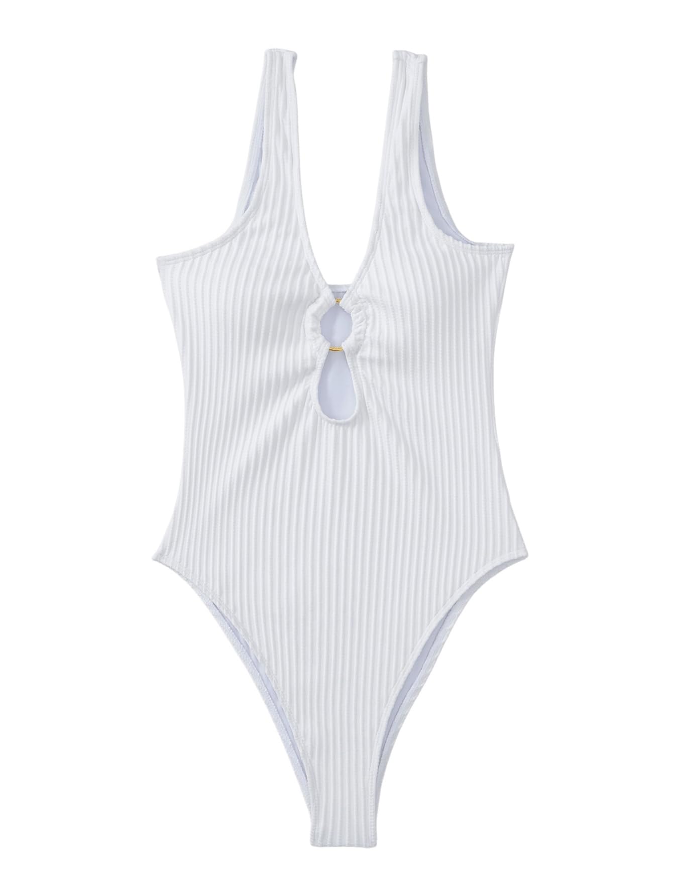 SweatyRocks Women's Sexy Cut Out One Piece Swimsuit - Solid Color Front Bikini for Beach, Pool & Summer Vacation