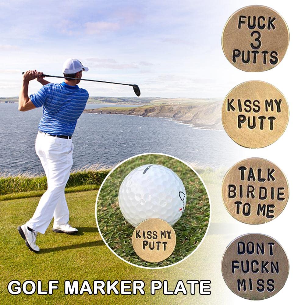 Funny Golf Ball Marker - Humorous Novelty Golf Accessories with Hilarious Sayings - 'DON'T F**KIN MISS' Golf Ball Marker & Hat Clip - Unique Golf Gag Gifts for Men & Women Golfers - Perfect for Golf Tournaments, Birthday Gifts & Golf Course Fun