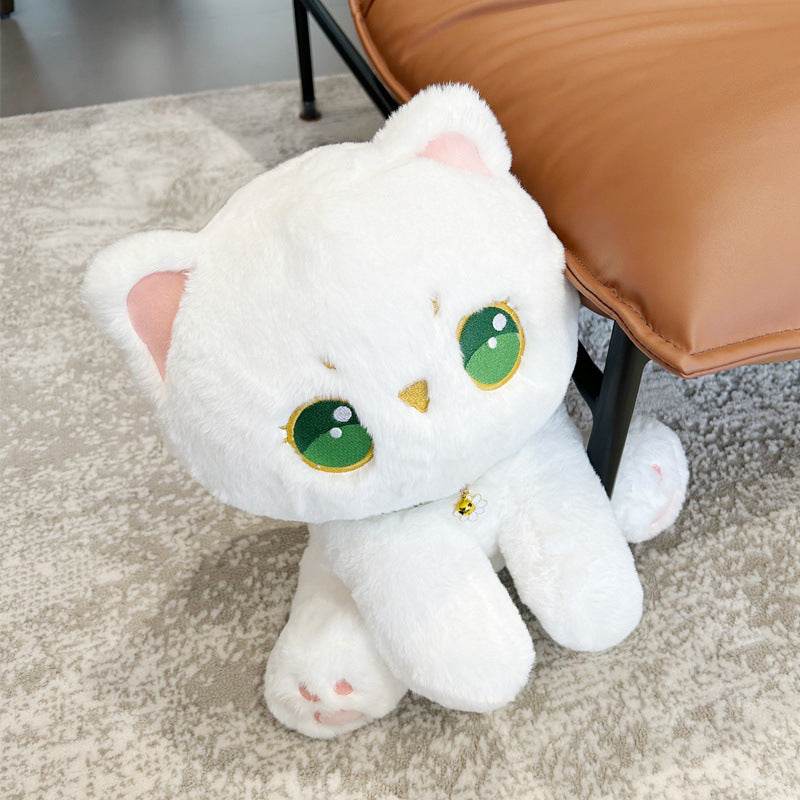 Kokoro Kawaii White Cat Plushie - Soft Cute Stuffed Animal Toy for Kids & Adults | Perfect for Gifts, Bedroom Decor, and Anime Lovers