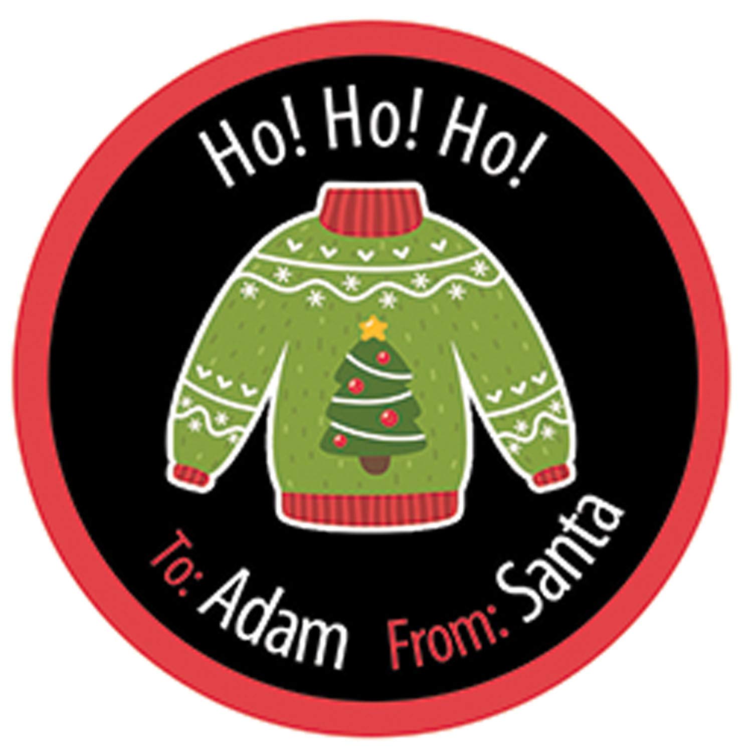 Ugly Christmas Sweater Stickers - Santa Gift Labels for Holiday Gifts